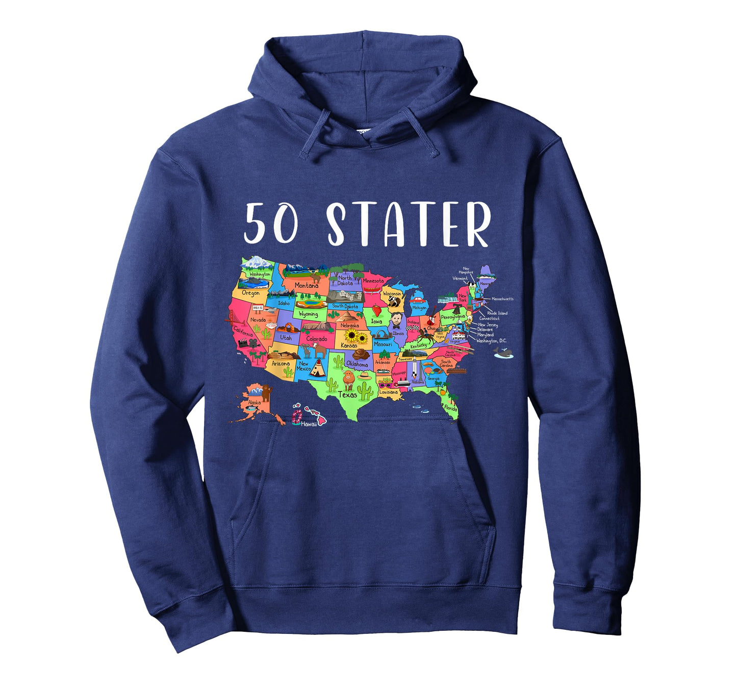 ALL50CLUB USA Travel Gift Visit 50 States Map T-Shirt, Black