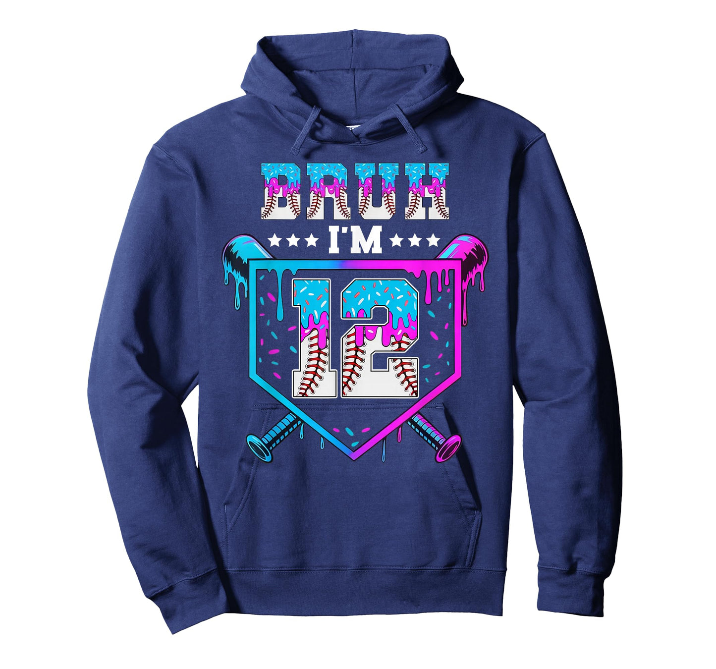 Bruh 12th Birthday Boy Baseball Ice Cream Drip 12 Year Old T-Shirt
