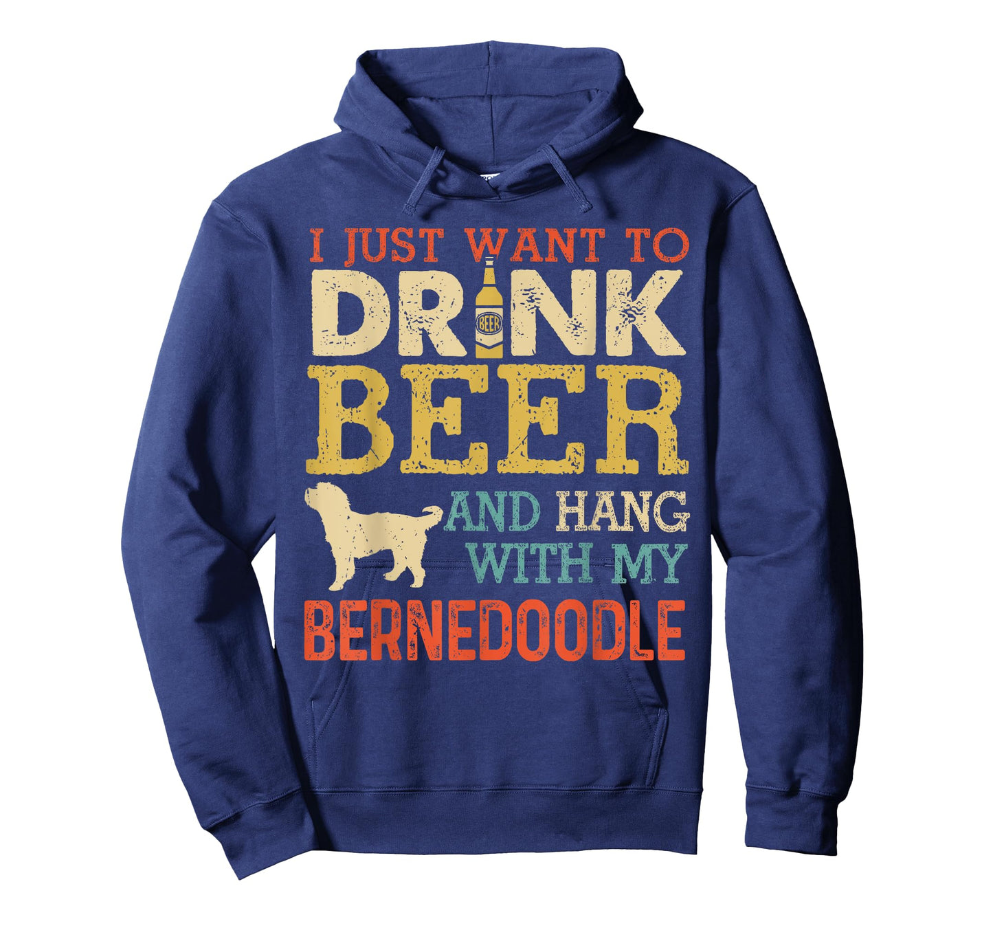 Bernedoodle Dad Drink Beer Hang With Dog Funny Men Vintage T-Shirt