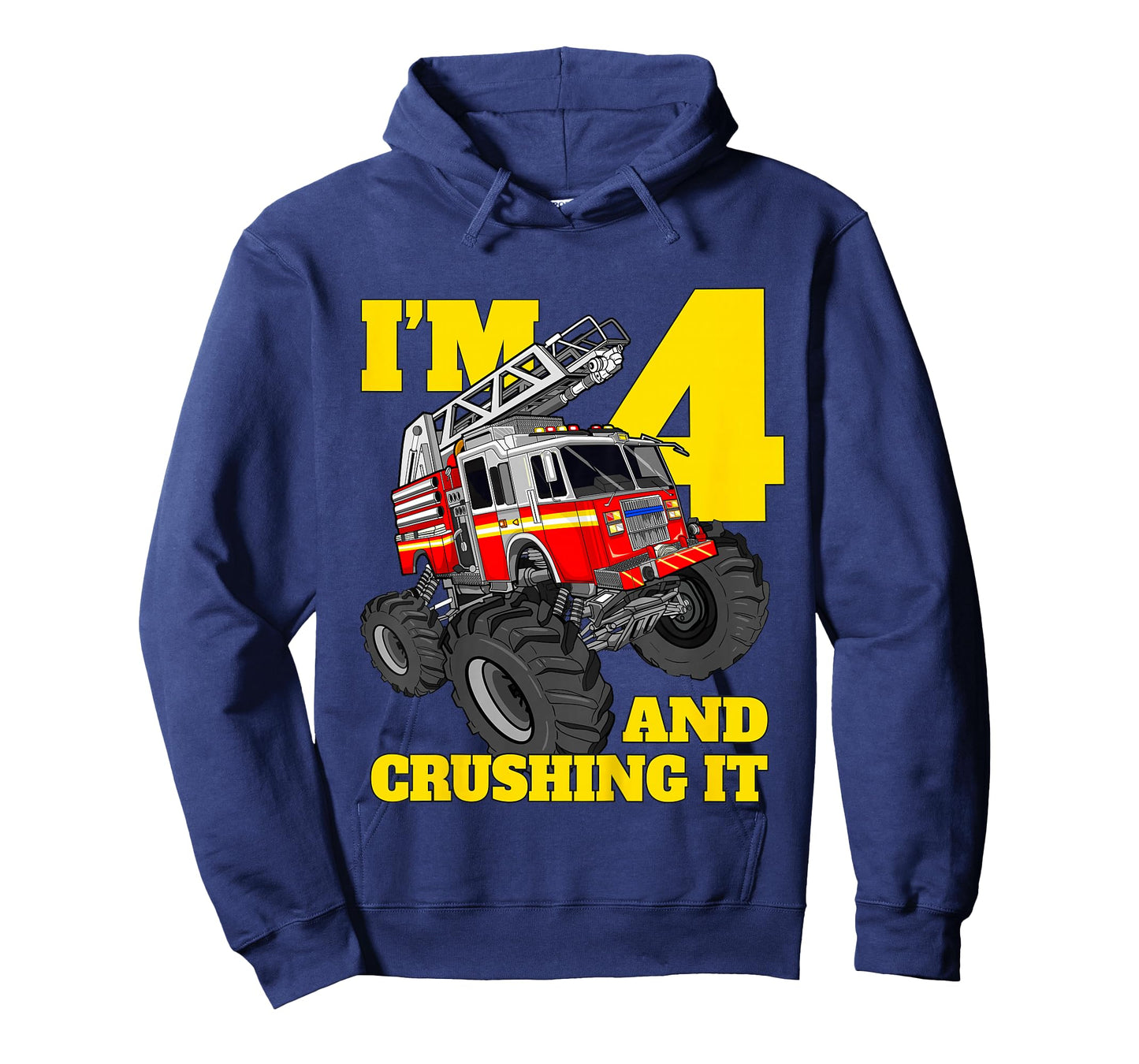 Kids Monster Fire Truck 4th Birthday Boy 4 Four Firefighter T-Shirt