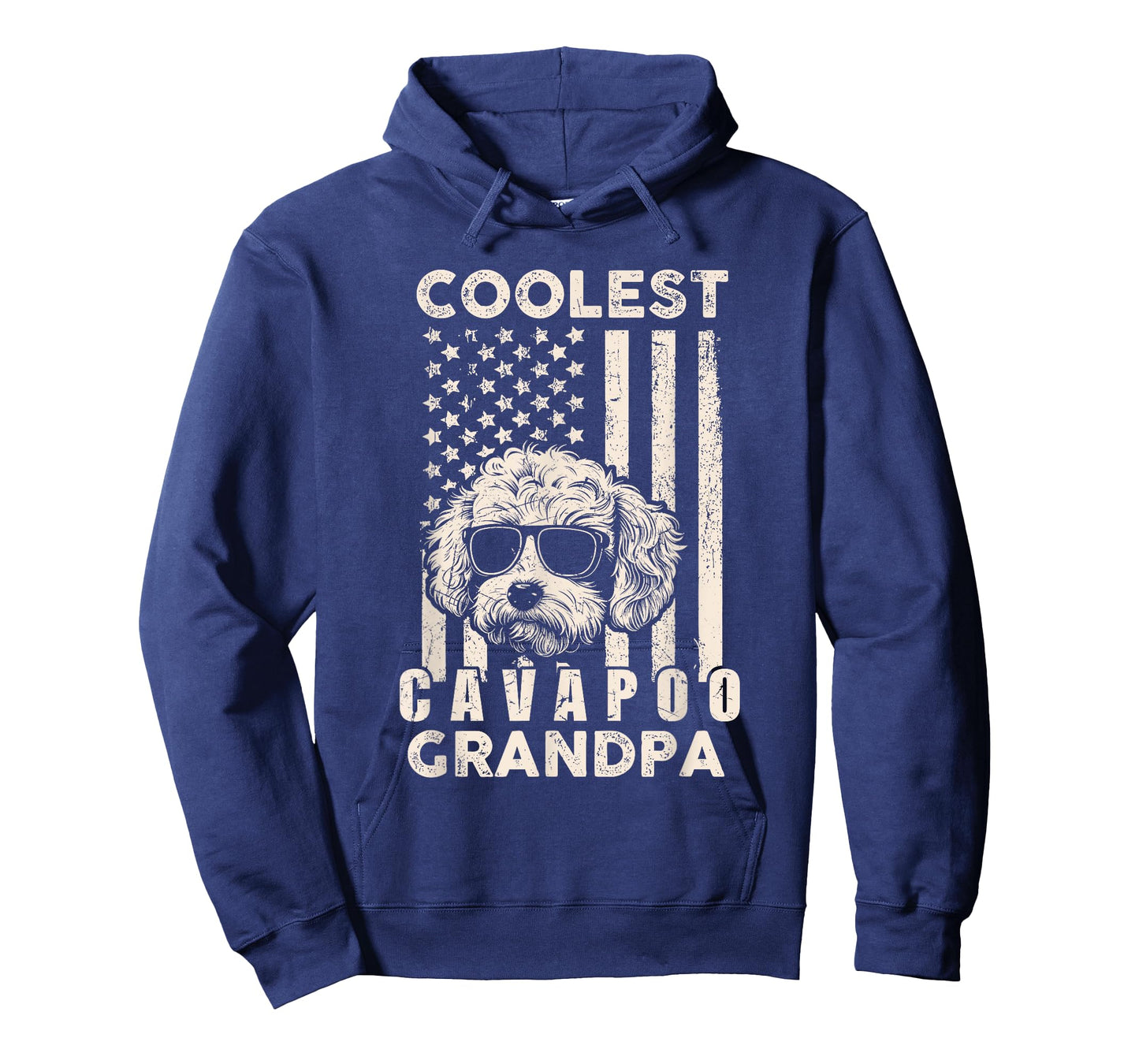 Coolest Cavapoo Grandpa Vintage American Flag Funny Dog Xmas T-Shirt