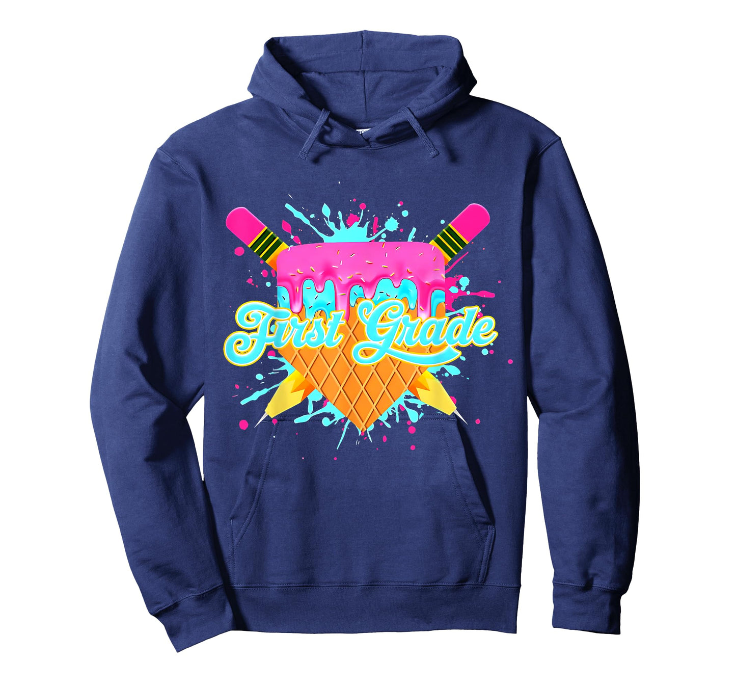 1st Grade Back To School Baseball Drip Ice Cream T-Shirt
