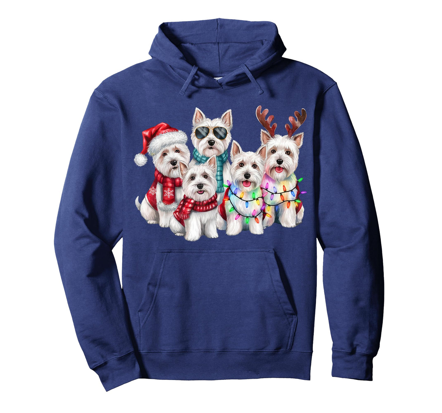 Westie Reindeer Christmas Lights Dog Lover Xmas Pajama Men Women T-Shirt
