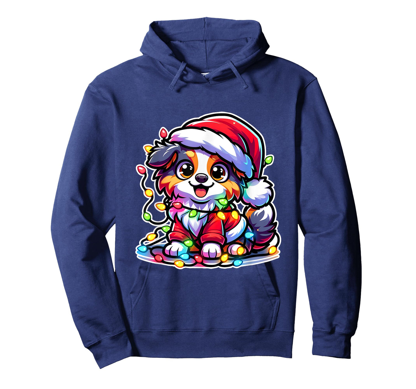 Merry Christmas Xmas Australian Shepherd Santa Dog With T-Shirt