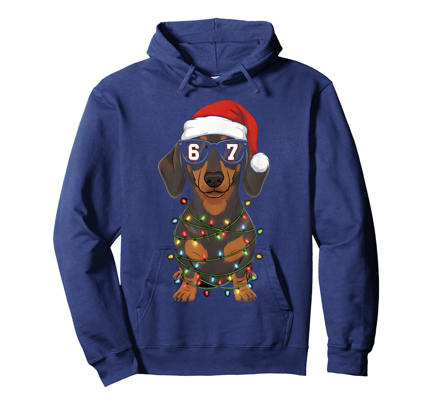 67 Dachshund Christmas Lights Santa Hat Xmas Dog Loves T-Shirt