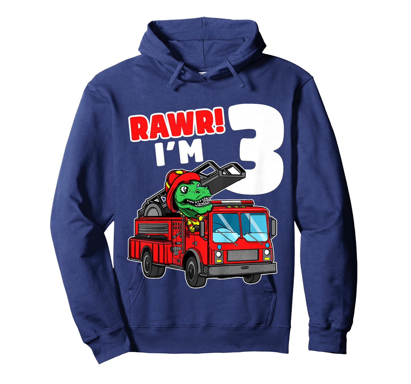 Kids Dinosaur Fire Truck 3rd Birthday Boy 3 T-Rex Firefighter T-Shirt