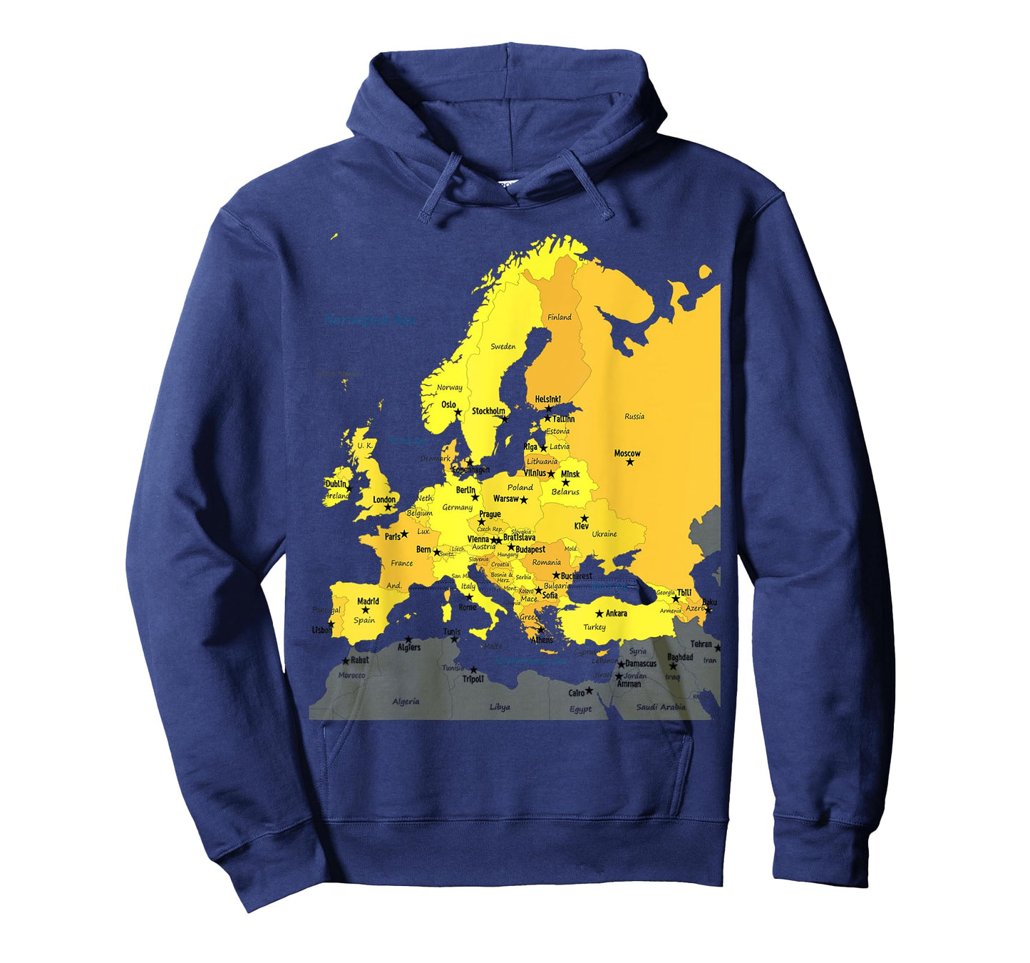 Europe map, all European countries names and capital cities T-Shirt