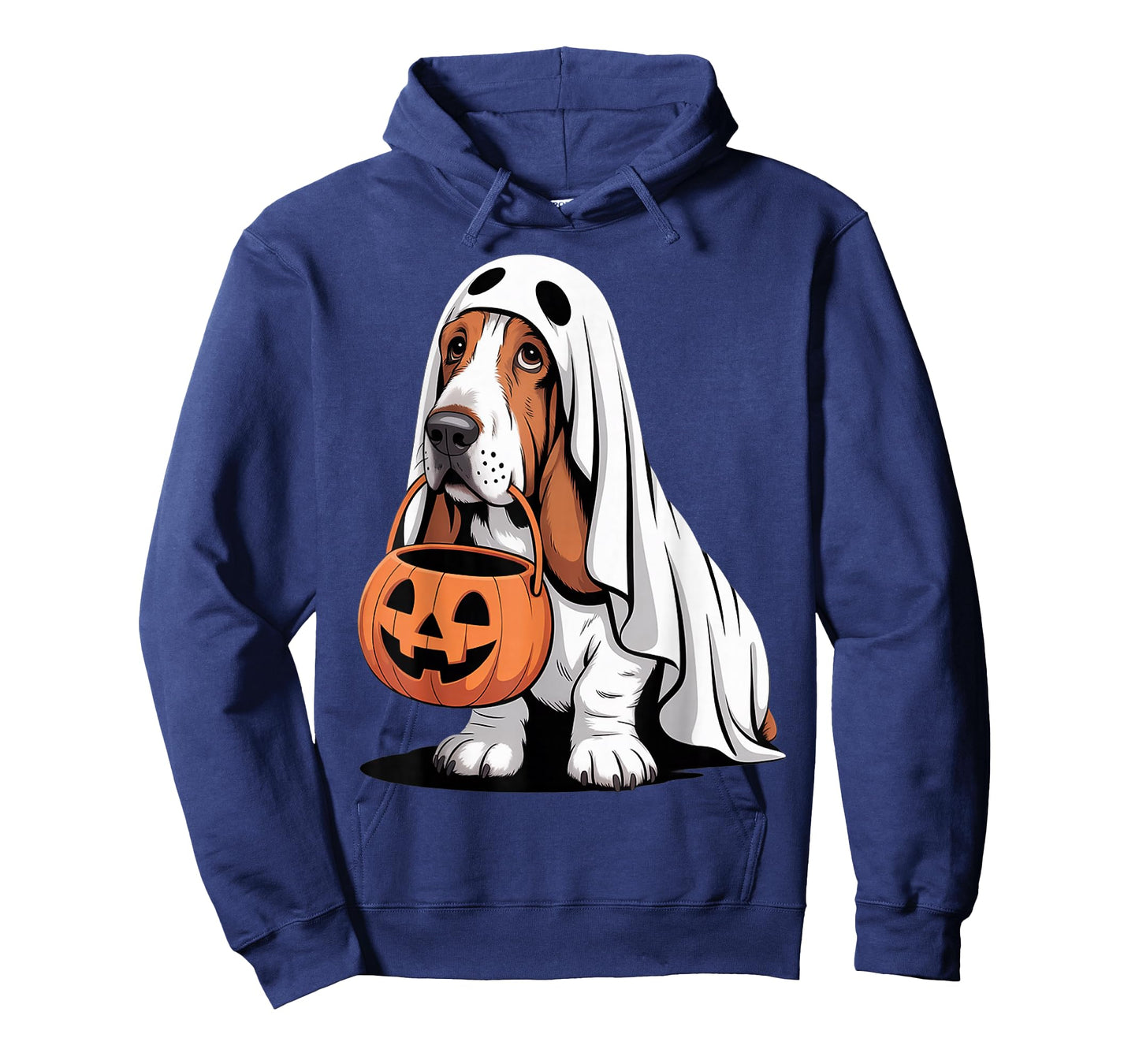 Cute Basset Hound Dog Ghost Costume with Pumpkin T-Shirt