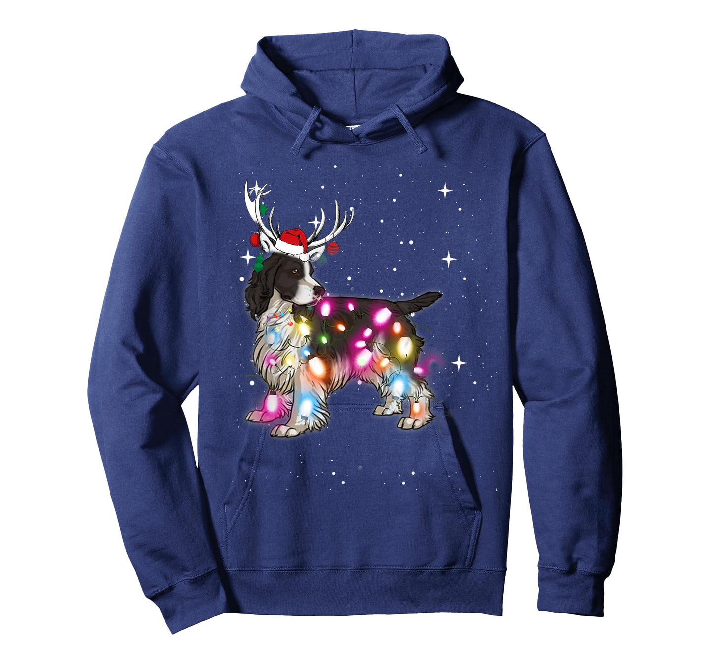 English Springer Spaniel Christmas Lights Pajama Funny Dog T-Shirt for Men Women Kids