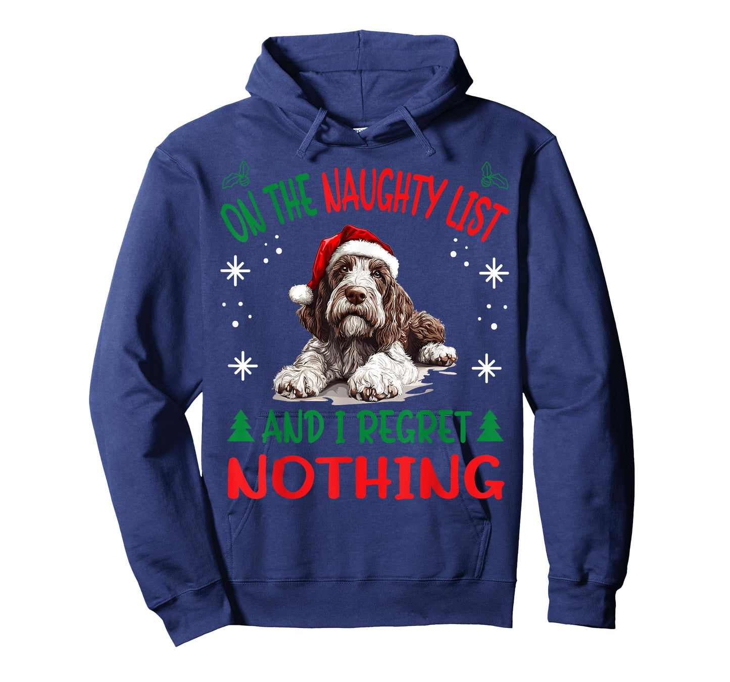 Cute Spinone Italiano Dog Christmas On The Naughty List and T-Shirt