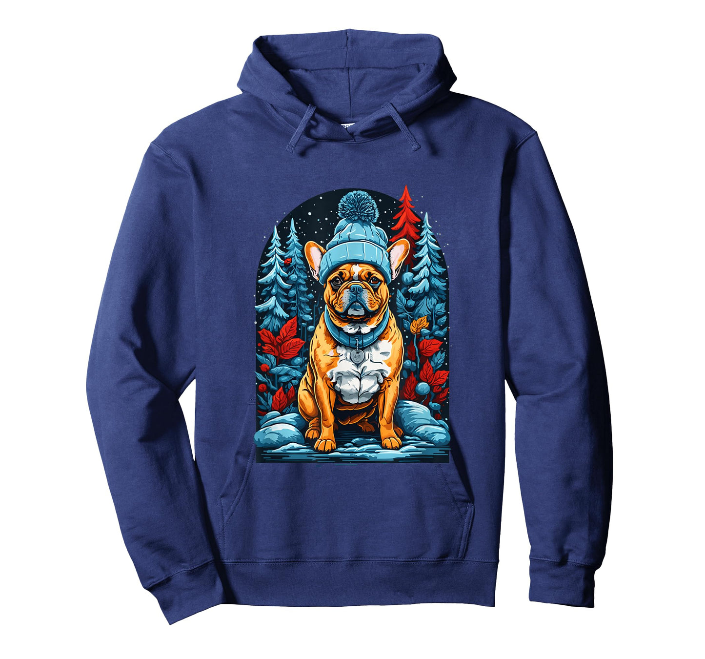 French Bulldog in Winter Hat Happy French Bulldog T-Shirt for Men Women Kids