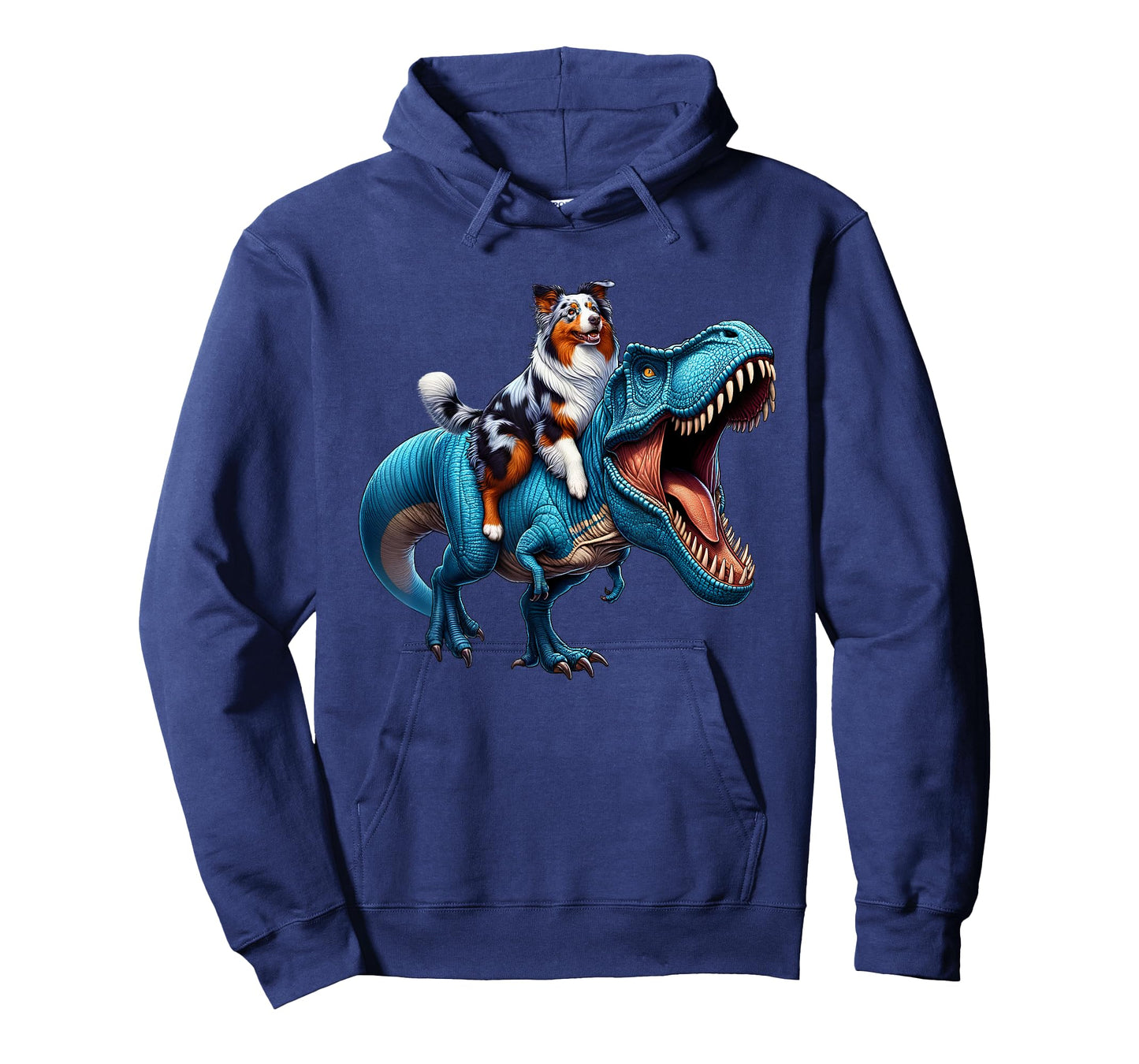 Australian Shepherd Riding T-Rex Dinosaur Funny Dog Lover T-Shirt