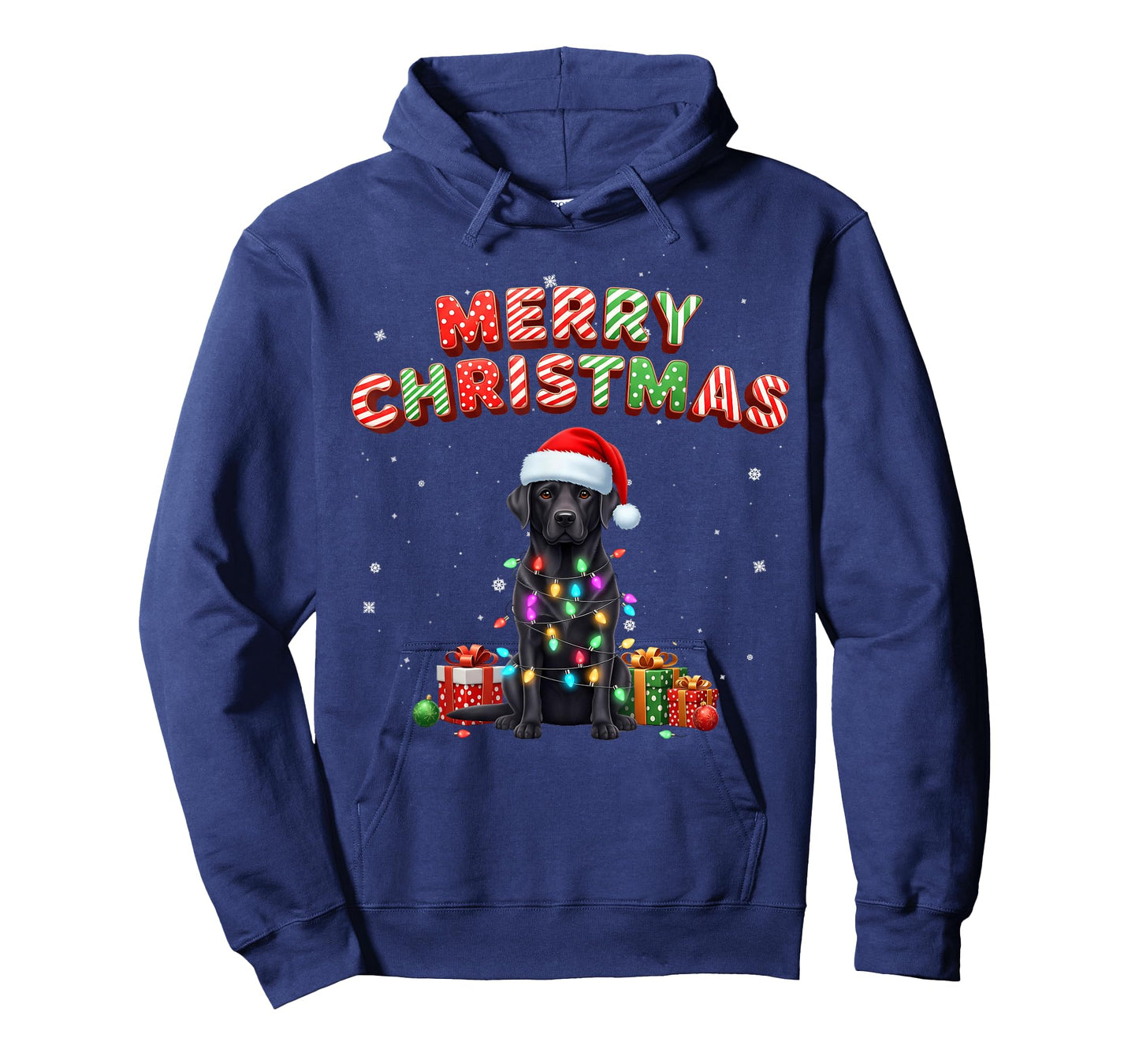 Black Lab Labrador Dog Merry Christmas Matching Family Xmas T-Shirt