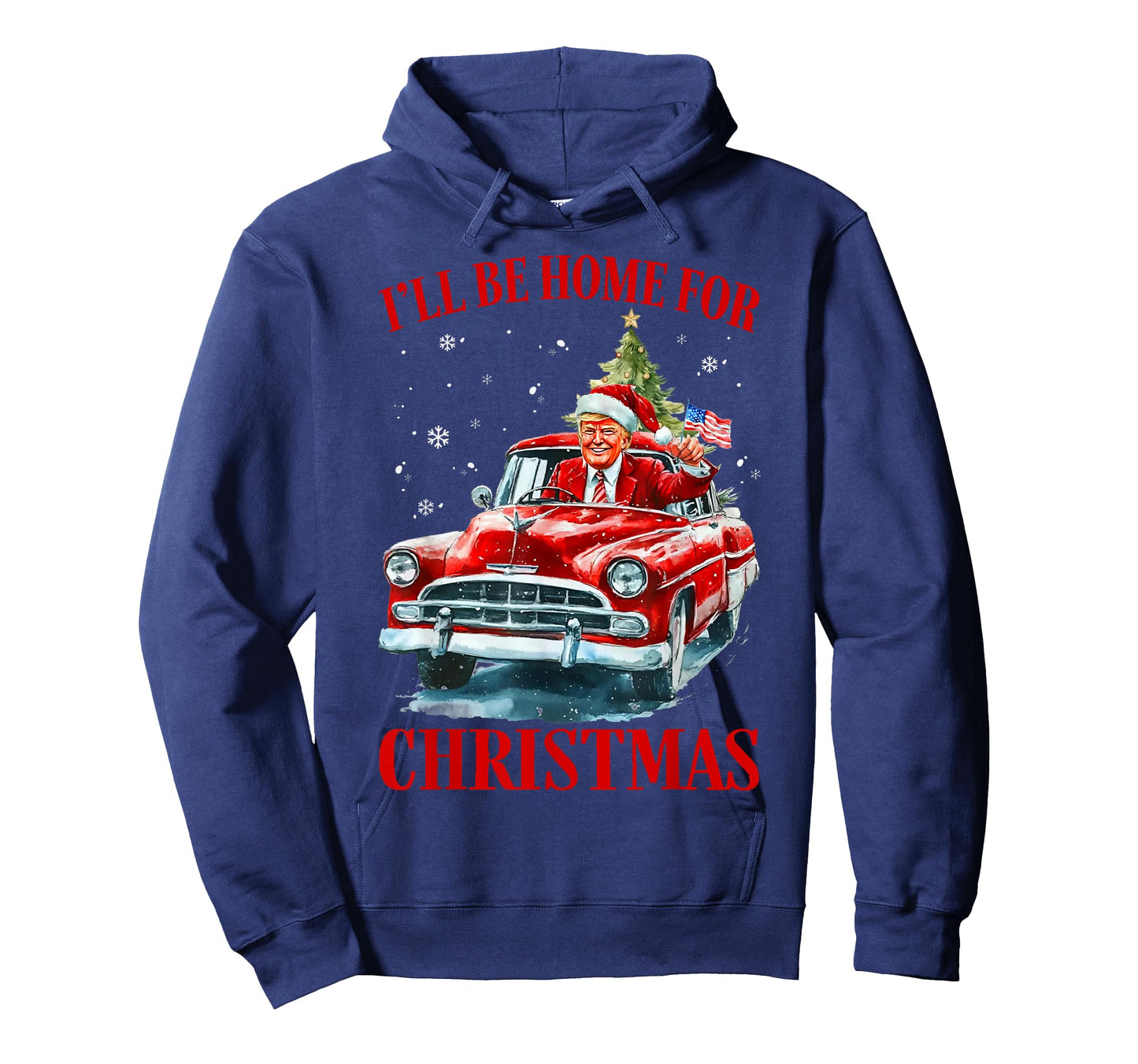 I'll Be Home for Christmas Funny Trump Riding Red Truck Xmas T-Shirt