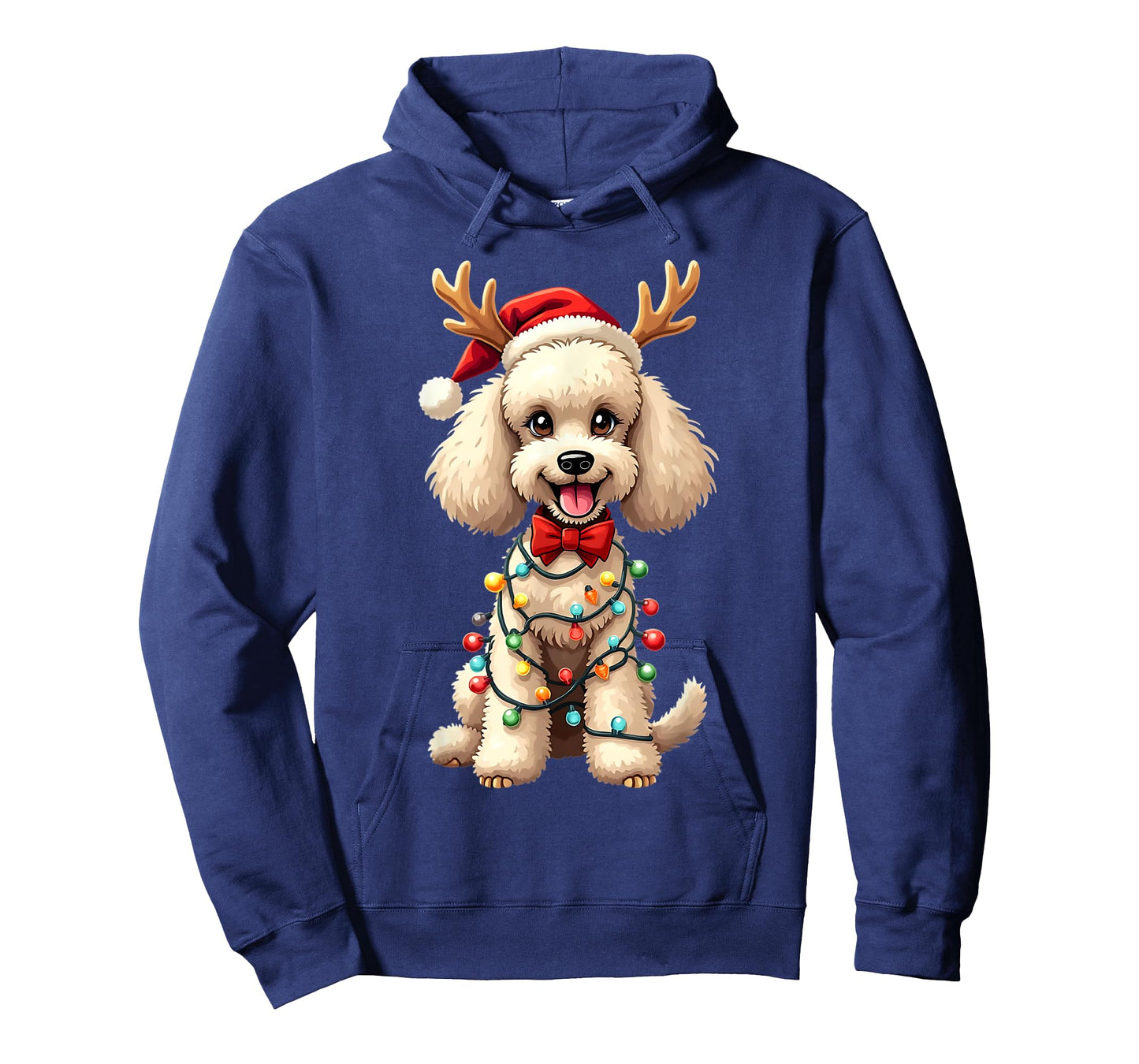 Santa Poodle Reindeer Light Christmas Funny Poodle Pajama T-Shirt