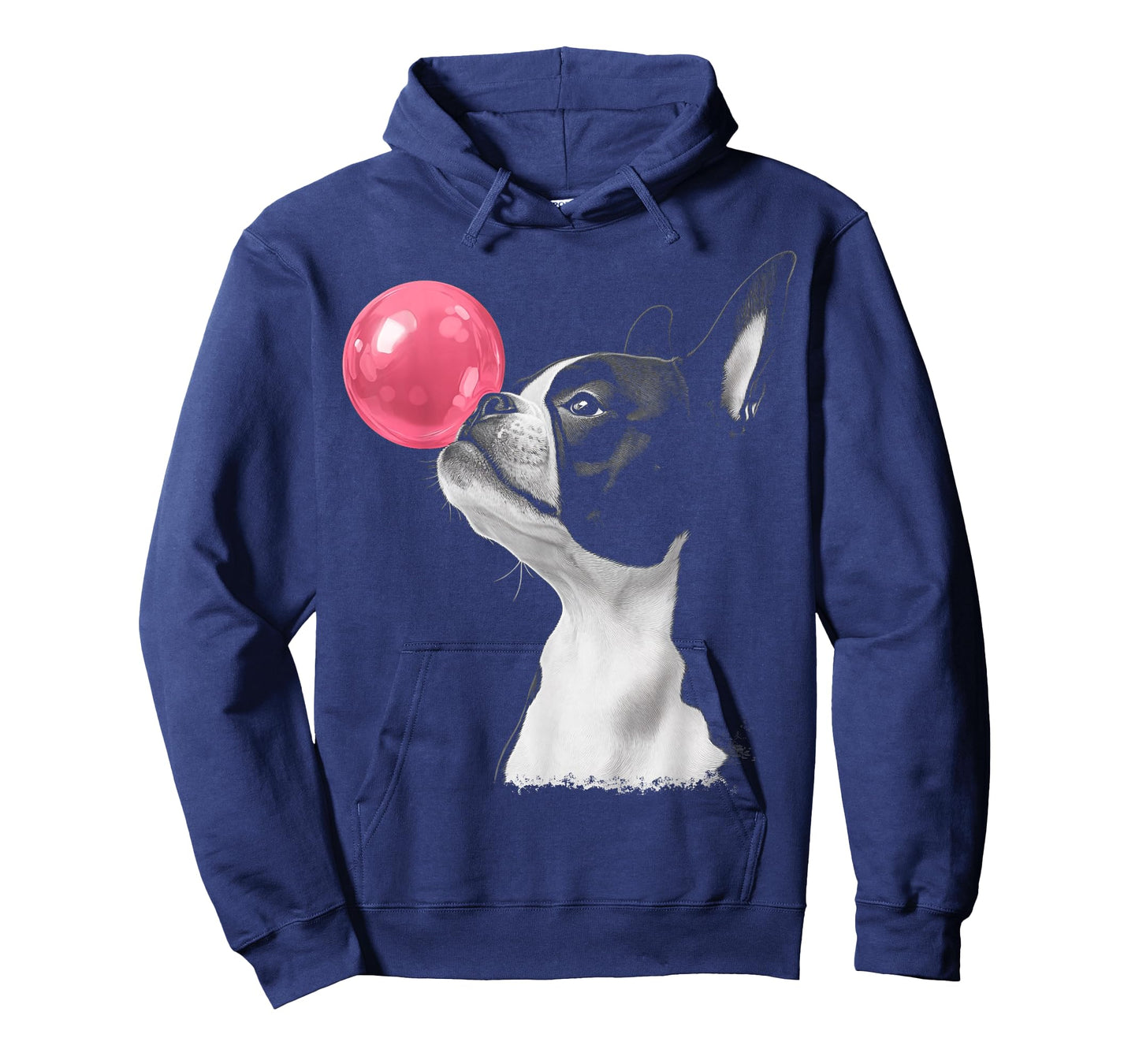 Boston Terrier Dog Blowing Chewing Bubble Gum Pink T-Shirt
