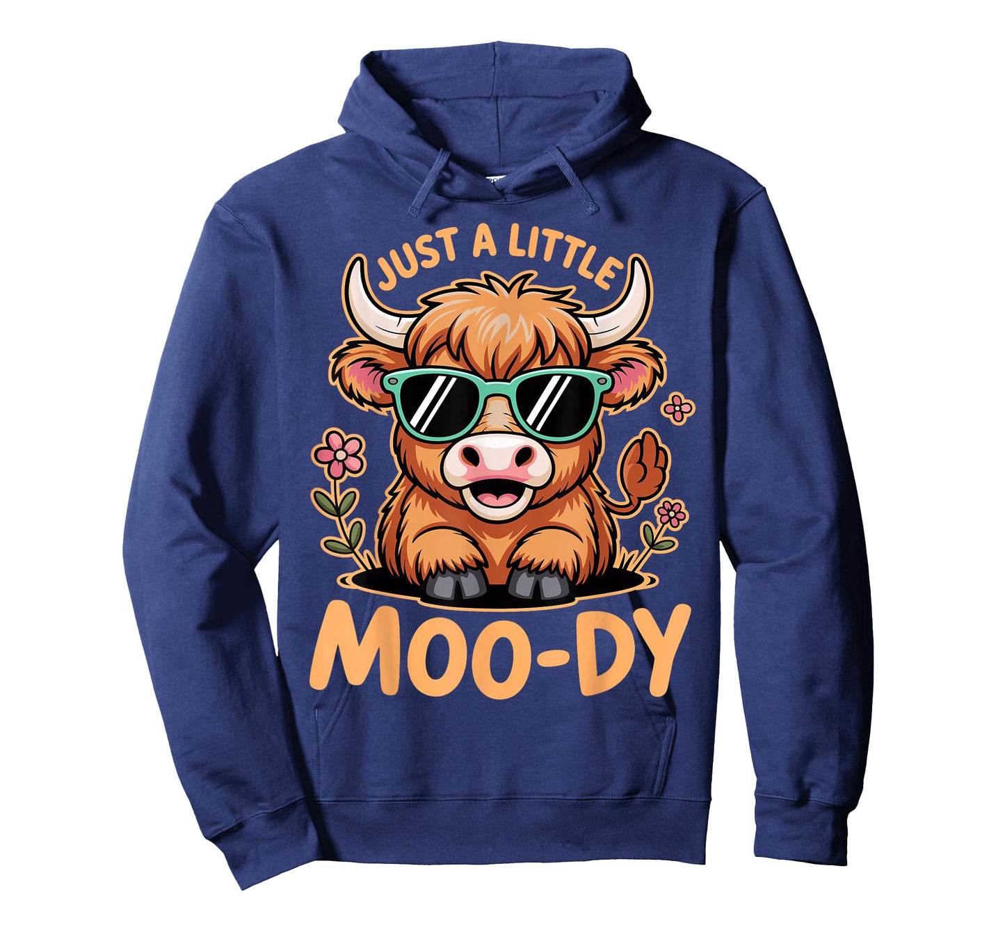 Just A Little Moody Cute Highland Cow Flower Funny Animal T-Shirt