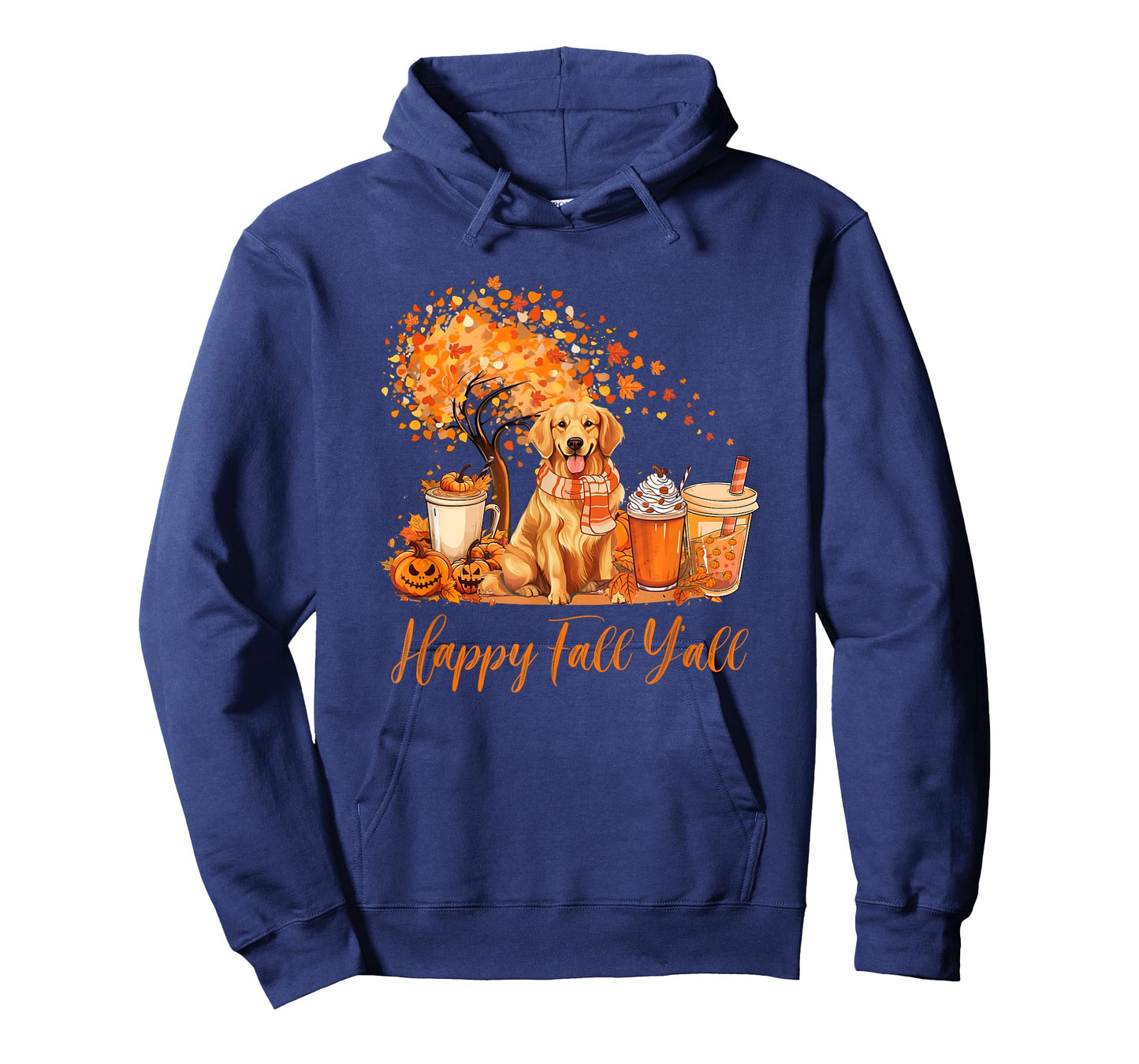 Happy Fall Y'all Golden Retriever Autumn Pumpkin Spice Latte T-Shirt