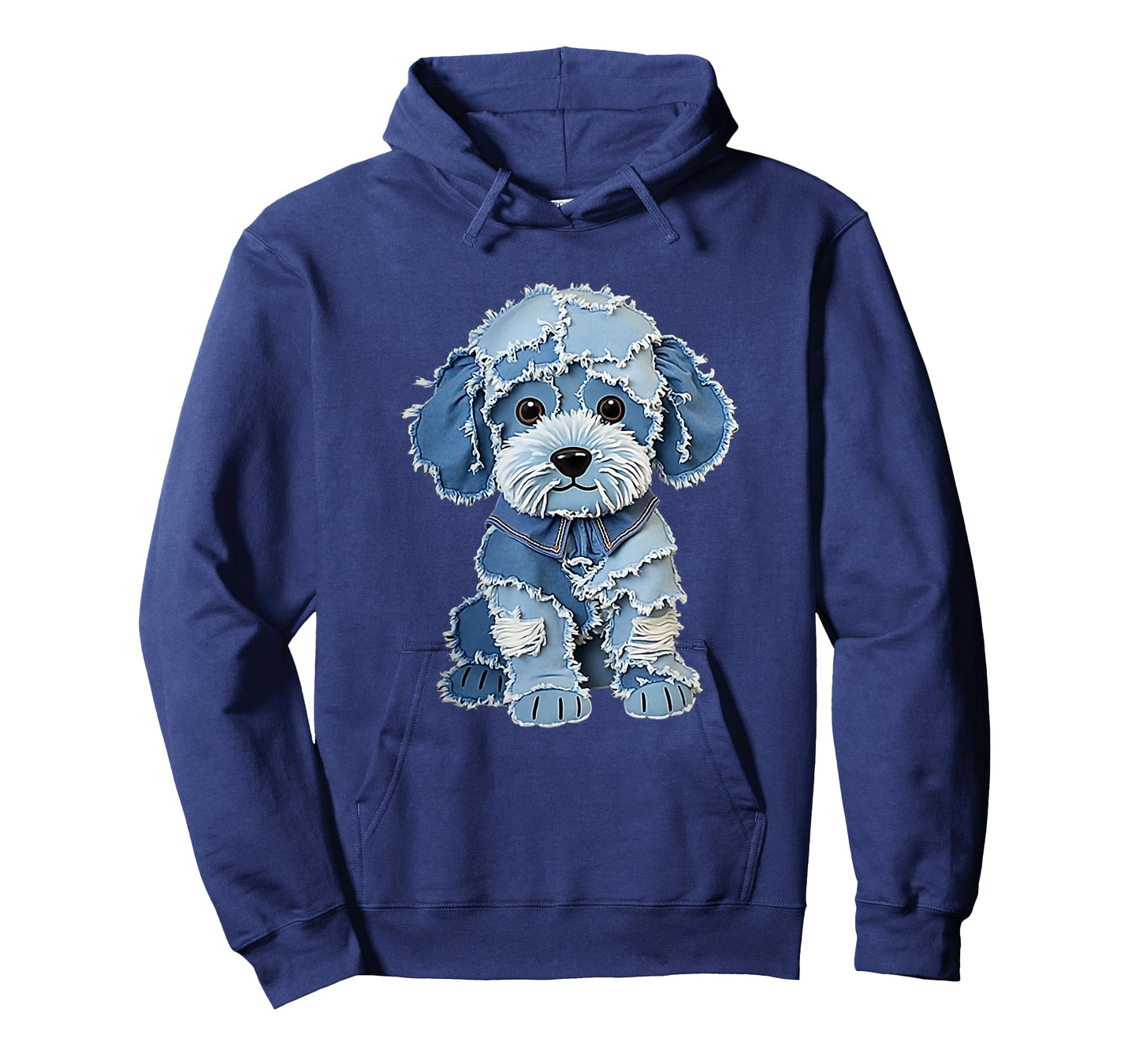 Retro Funny Denim Patch Animal Dog Print T-Shirt