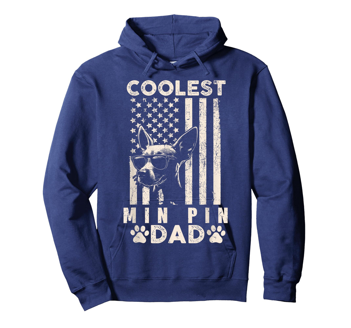 Coolest Min Pin Dad Vintage American Flag Funny Fathers Day T-Shirt for Women Kids Men