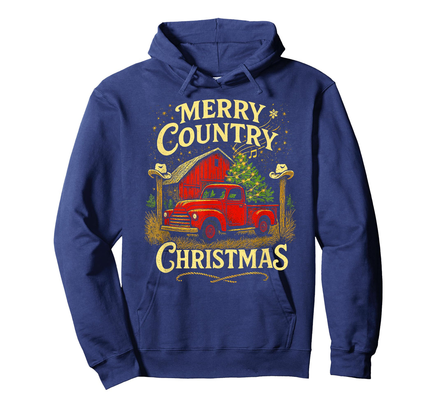 Merry Country Christmas Vintage Truck and Barn Holiday Scene T-Shirt