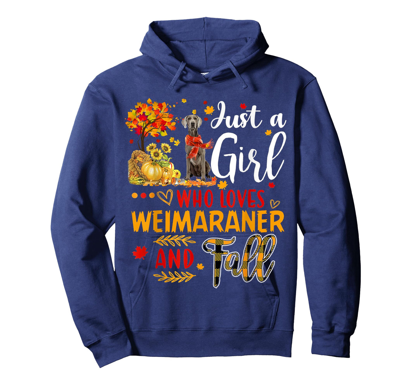 Autumn Tree Weimaraner Thanksgiving Pumpkin Dog Fall Leaf T-Shirt