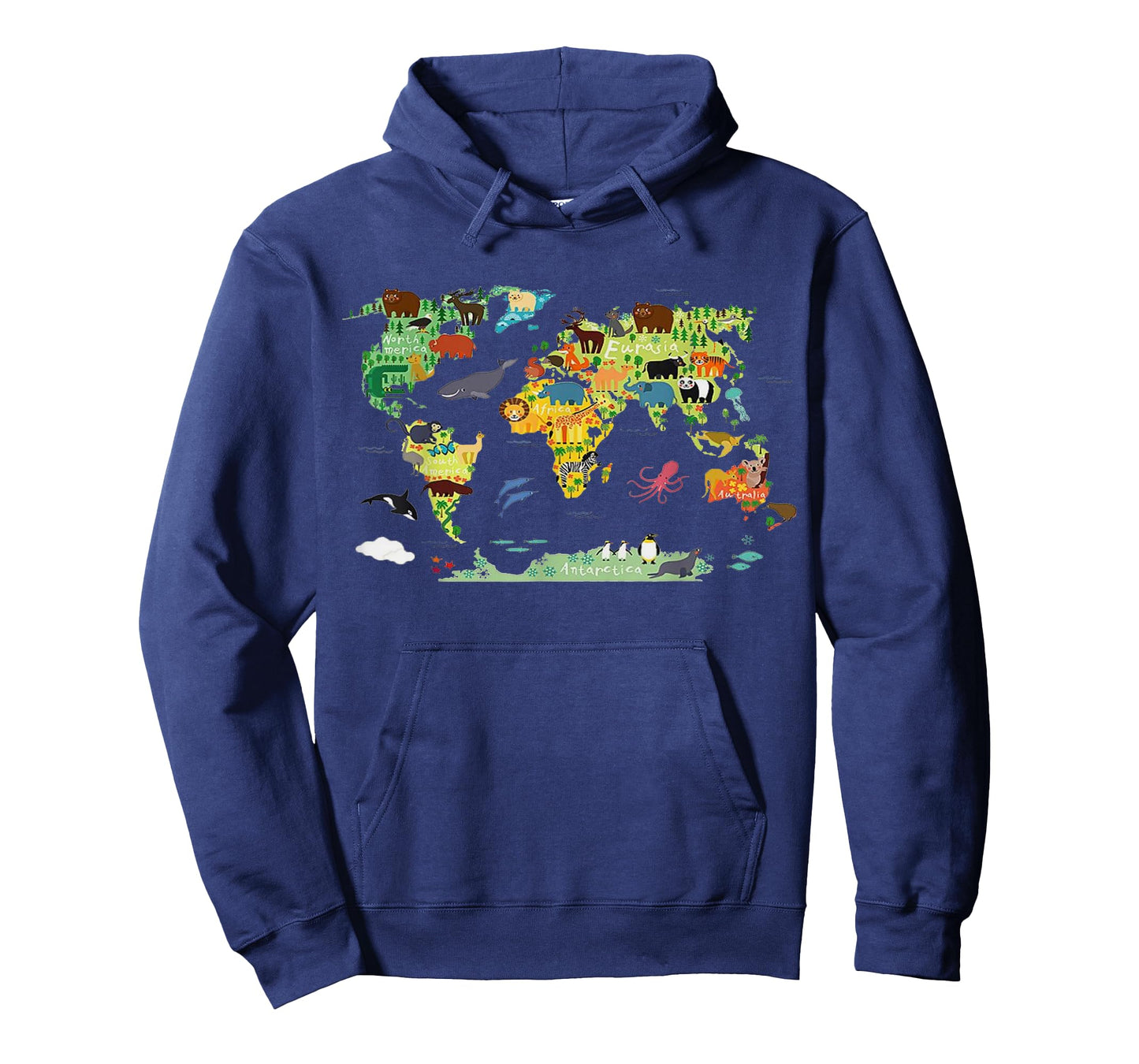 Funny world animals map shirt for kids,boys and girls T-Shirt