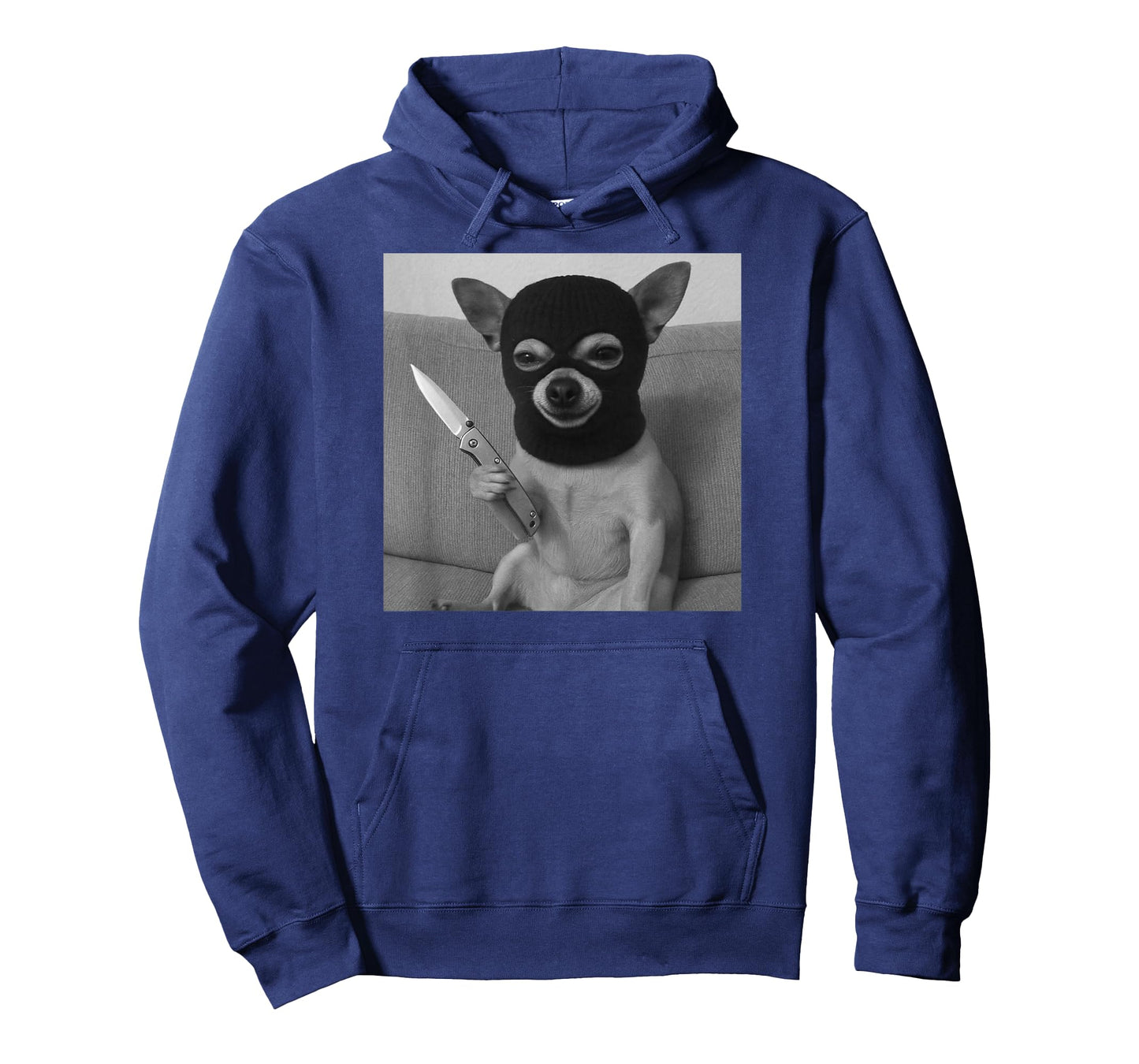 Funny Chihuahua Dog Wearing a ski mask and Holding a Knife T-Shirt
