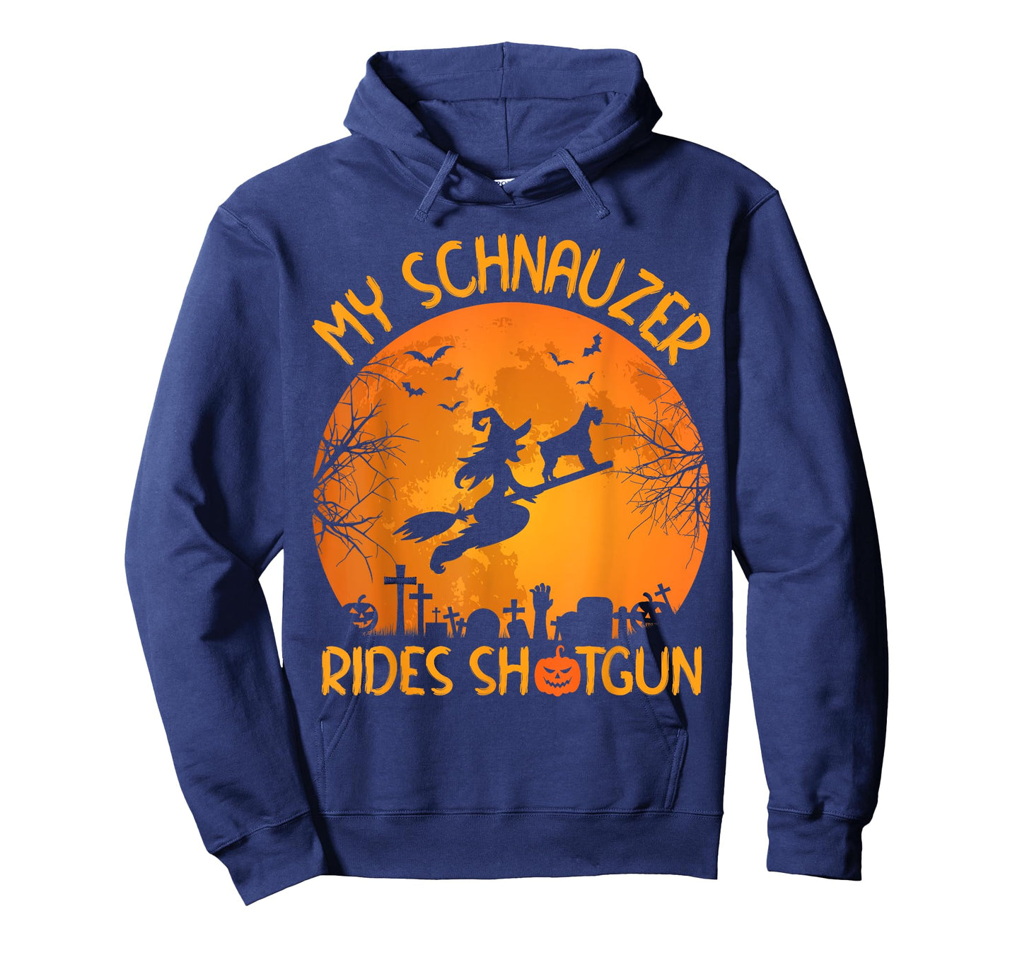 Funny My Schnauzer Rides Shotgun Witch Halloween T-Shirt