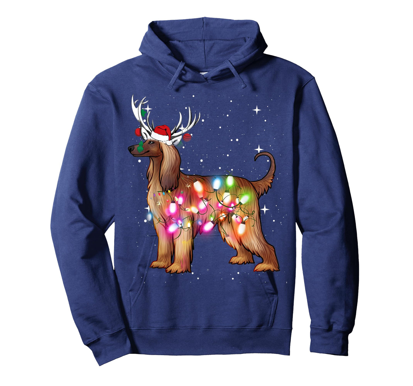 Afghan Hound Christmas Lights Pajama Funny Dog T-Shirt for Men Women Kids