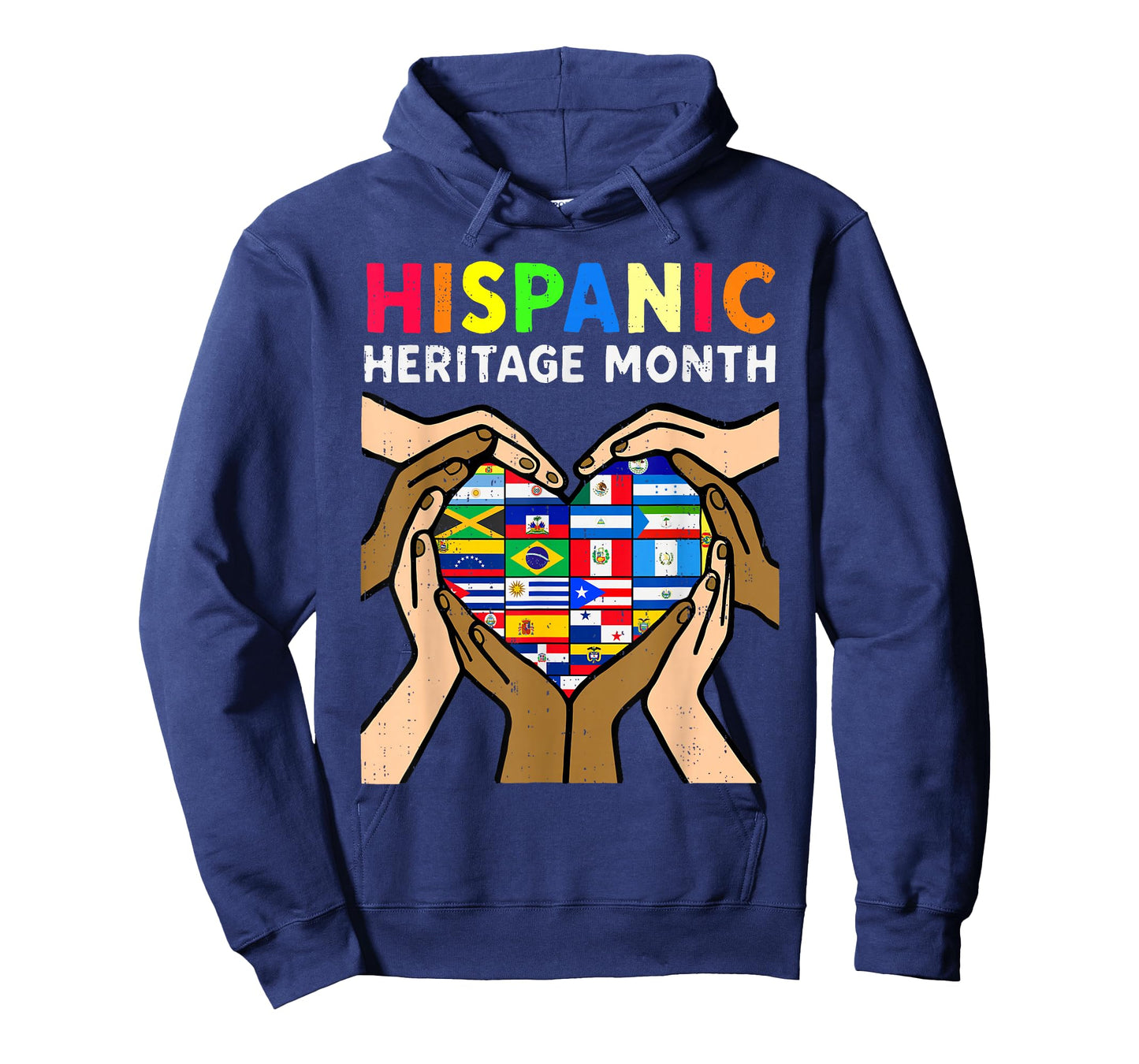 Hispanic Heritage Month Hands Heart Latino Countries Flags T-Shirt