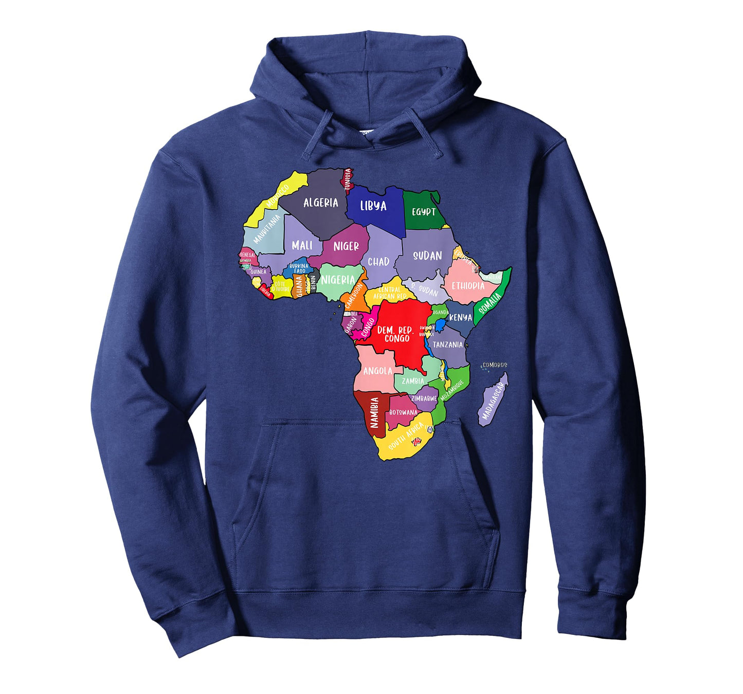 Colourful Africa Map with Country Names, African Continent T-Shirt
