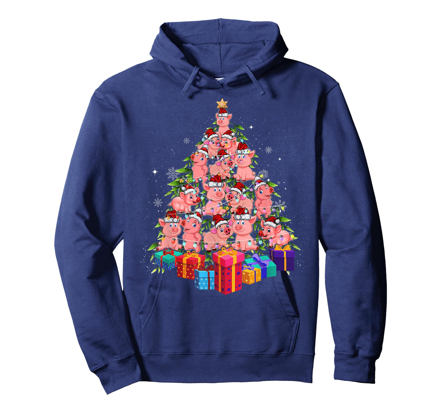 Funny Farmer Christmas Tree Pig Family Xmas Pajamas Matching T-Shirt
