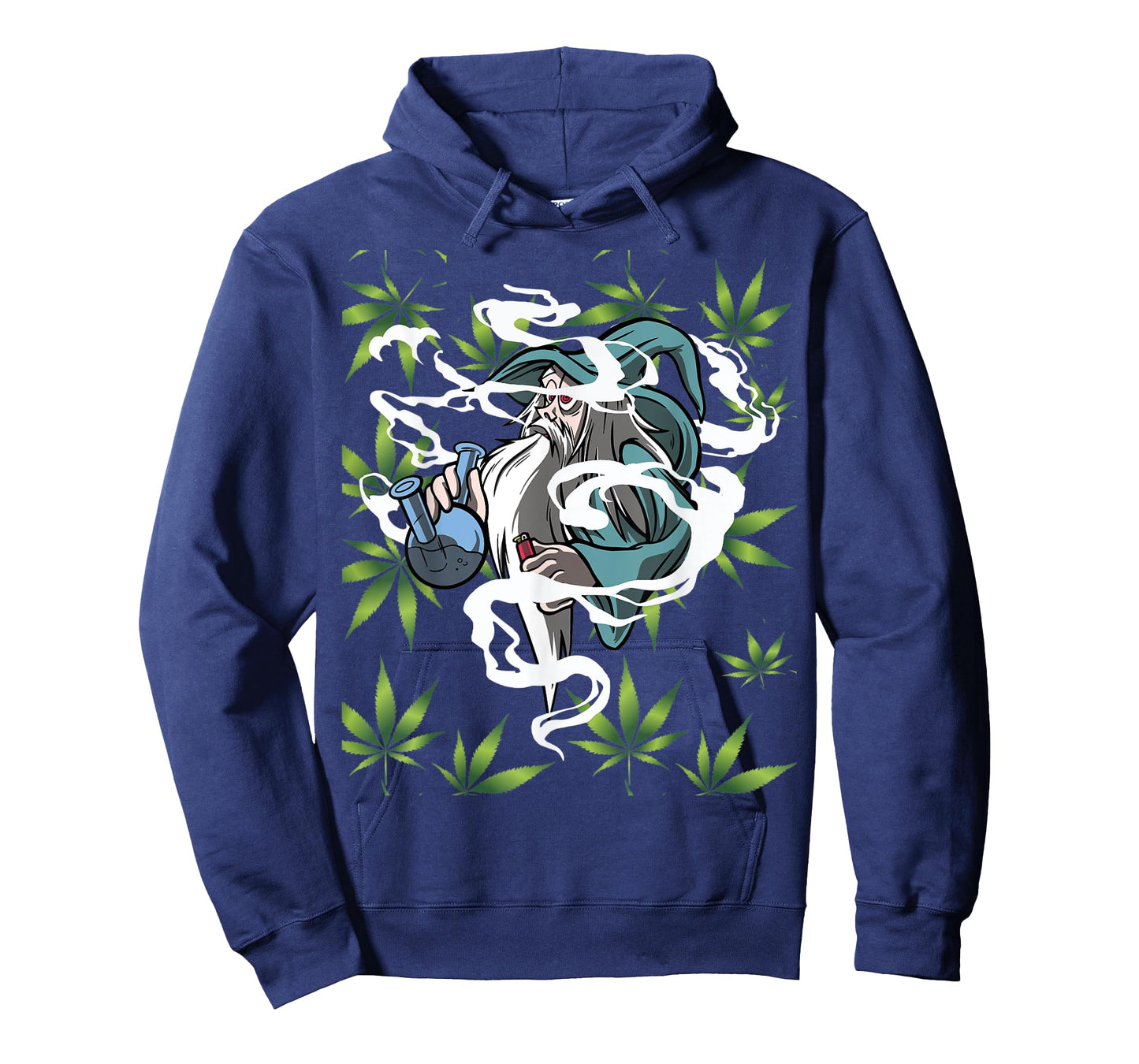 Marijuana Bong with Weed Leaf Design Wizard Smoking T-Shirt