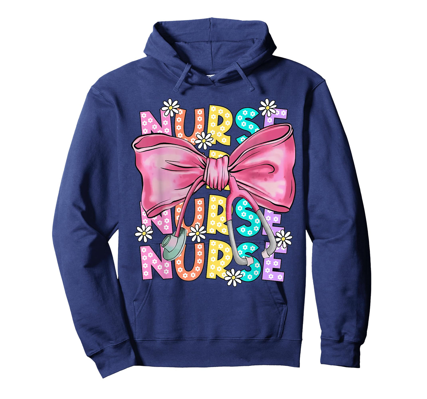 Floral Blue Coquette Bow Nurse Stethoscope Nursing Doctor T-Shirt