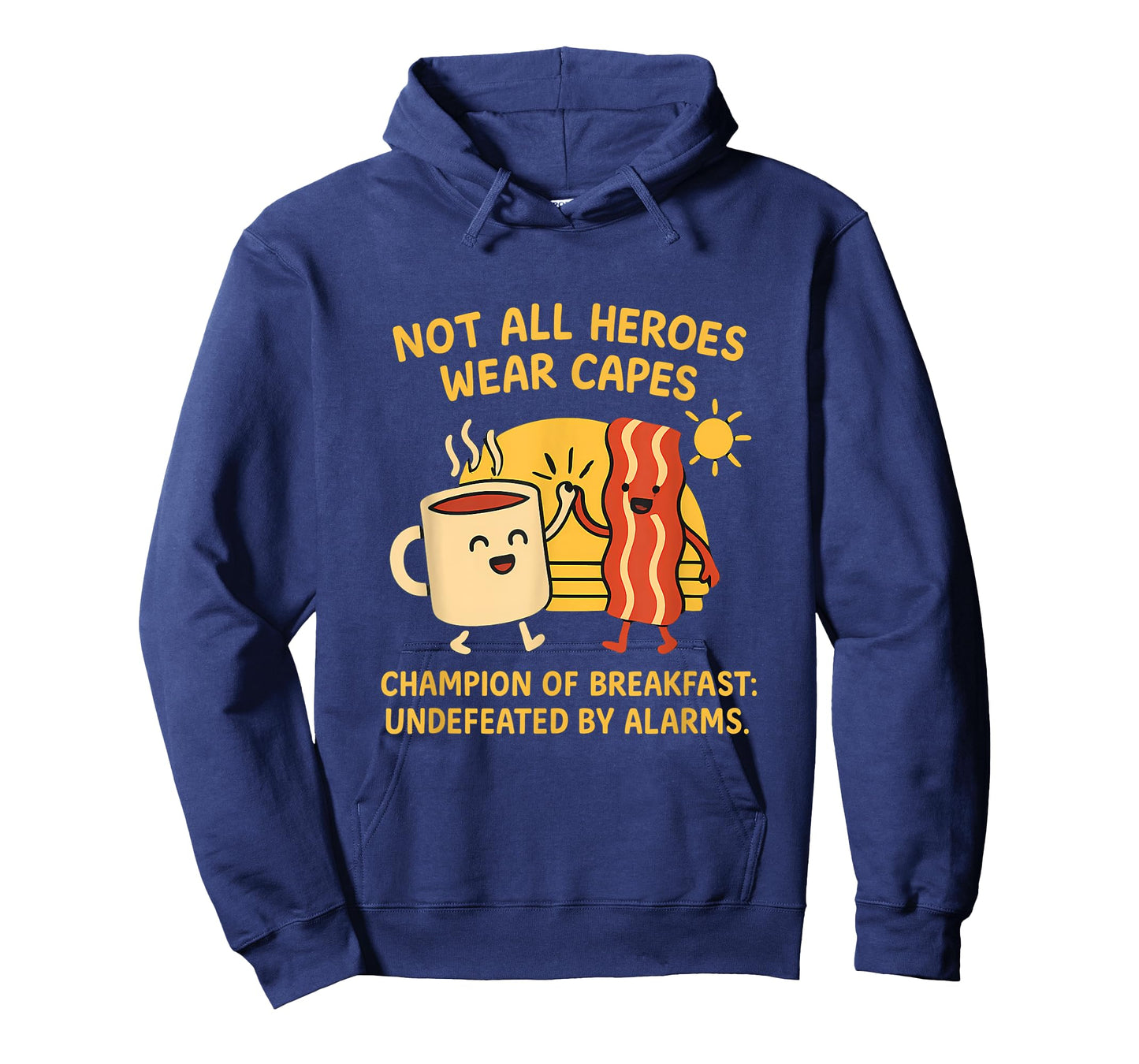 Champion of Breakfast Coffee Bacon Graphic Design T-Shirt