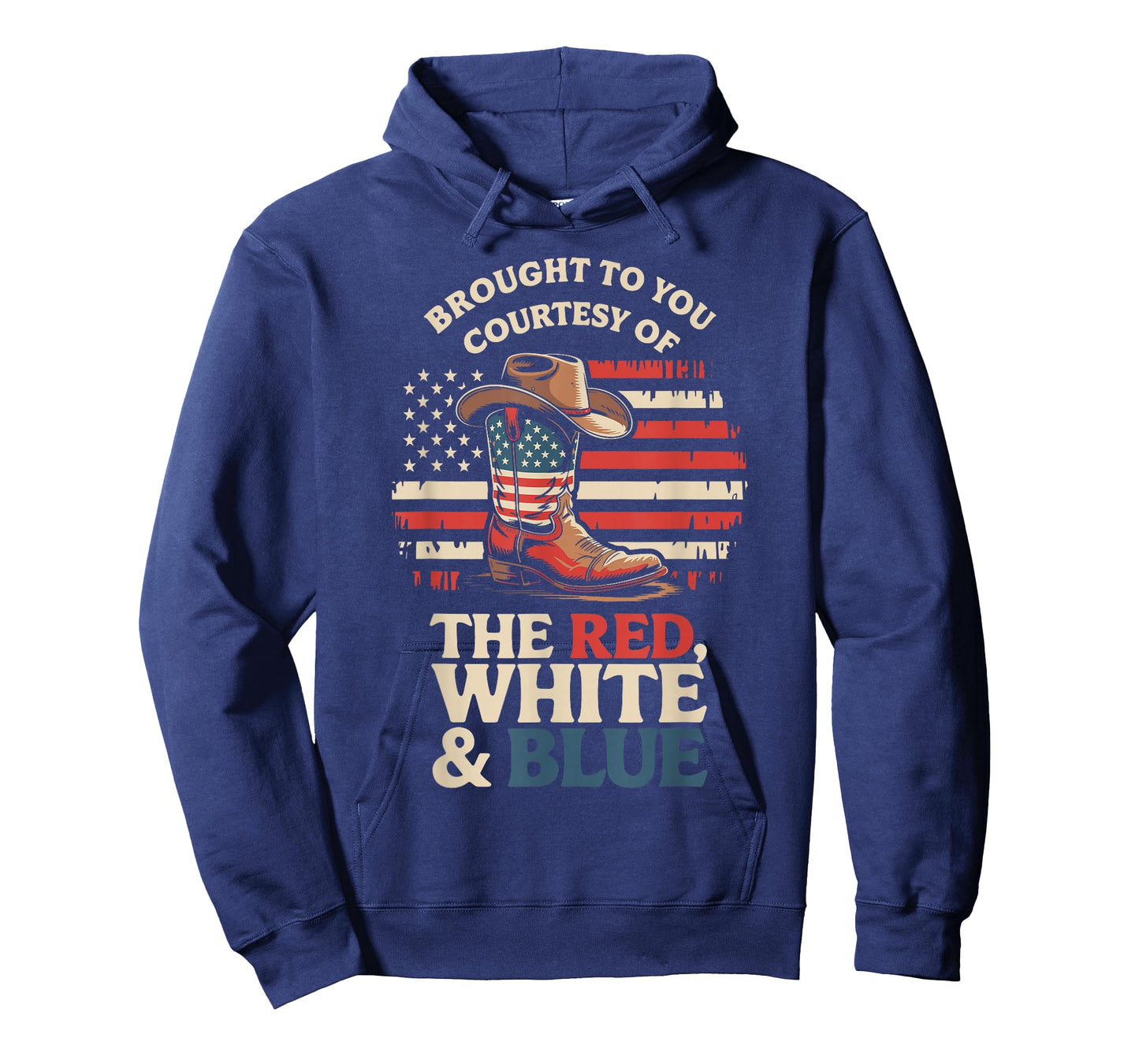 Brought to You Courtesy of The Red White Blue Cowboy Boot T-Shirt