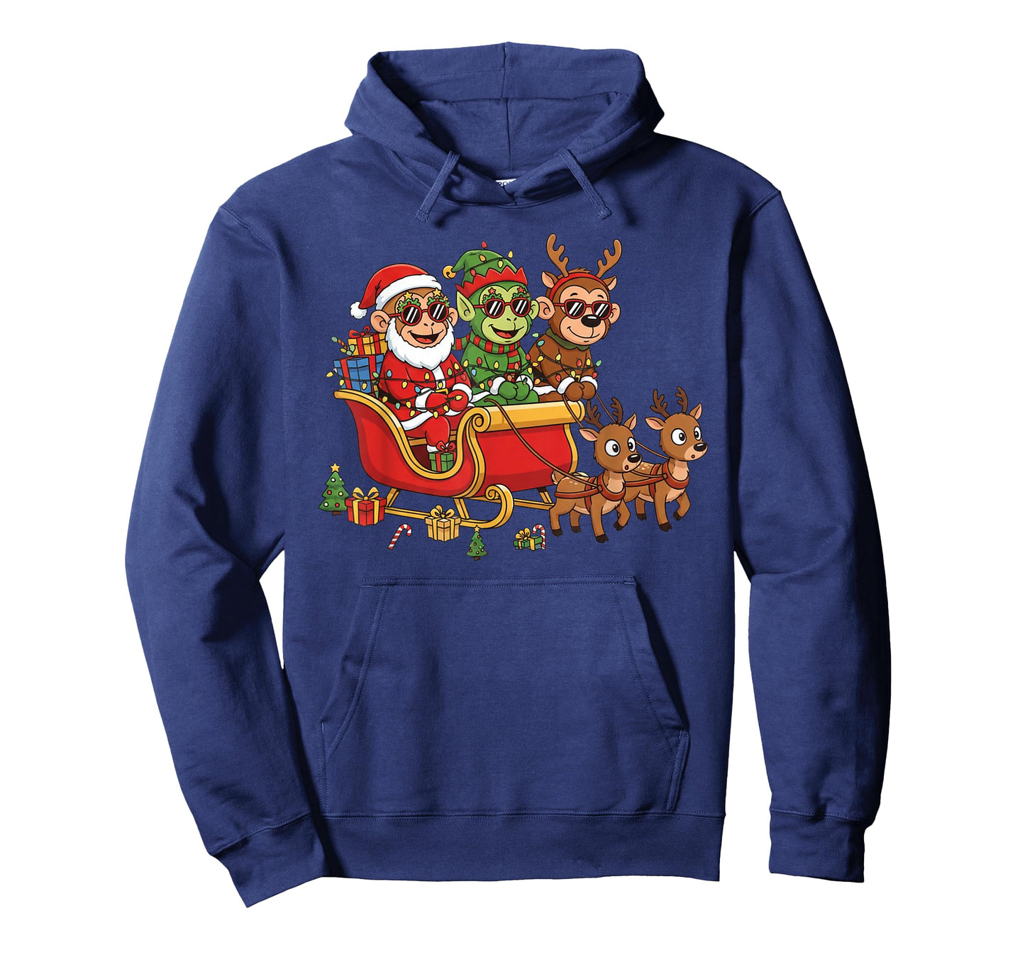 Funny Monkey Santa Reindeer Elf Christmas Womens Mens Kids T-Shirt