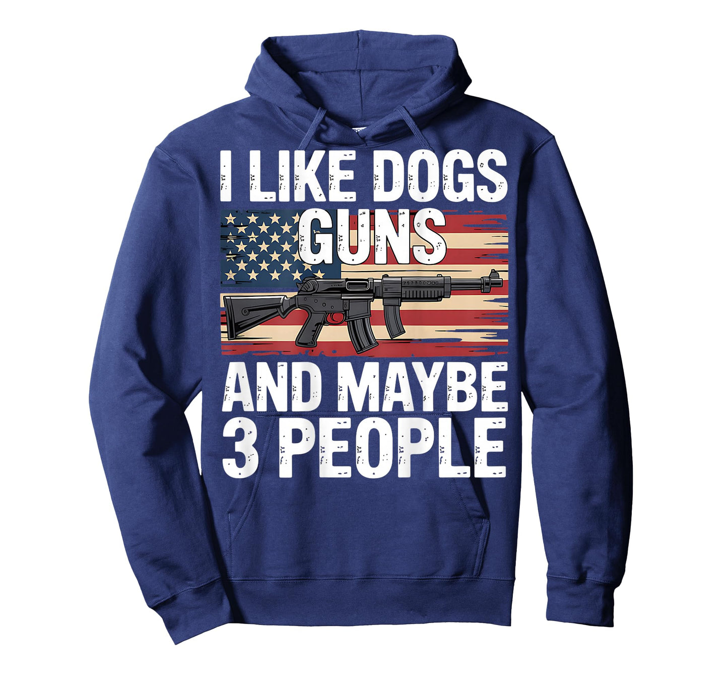 I Like Dogs Guns And Maybe 3 People Flag Funny Dog Pet T-Shirt