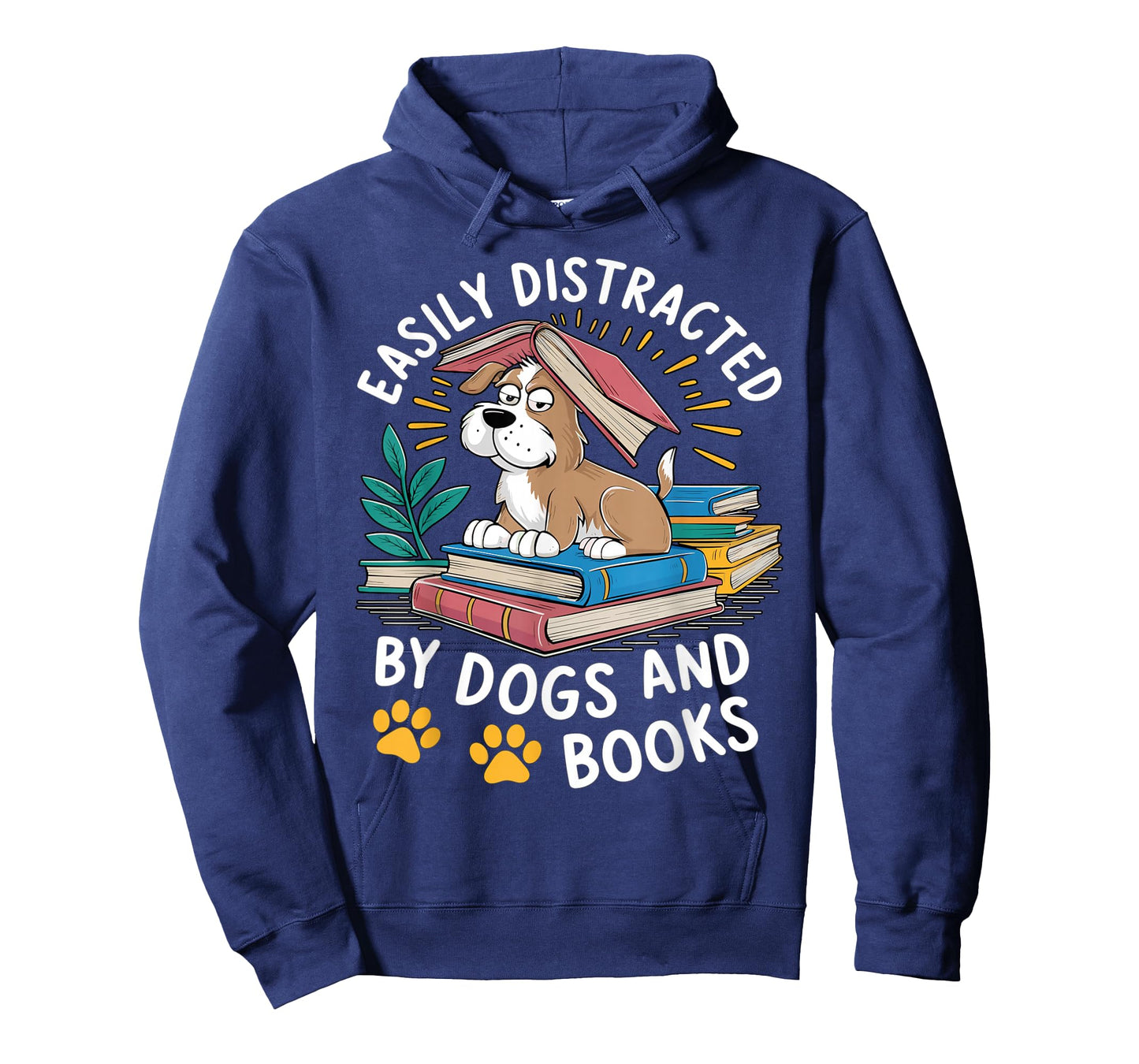 Easily Distracted by Dogs And Books Funny Pets Books Lovers T-Shirt
