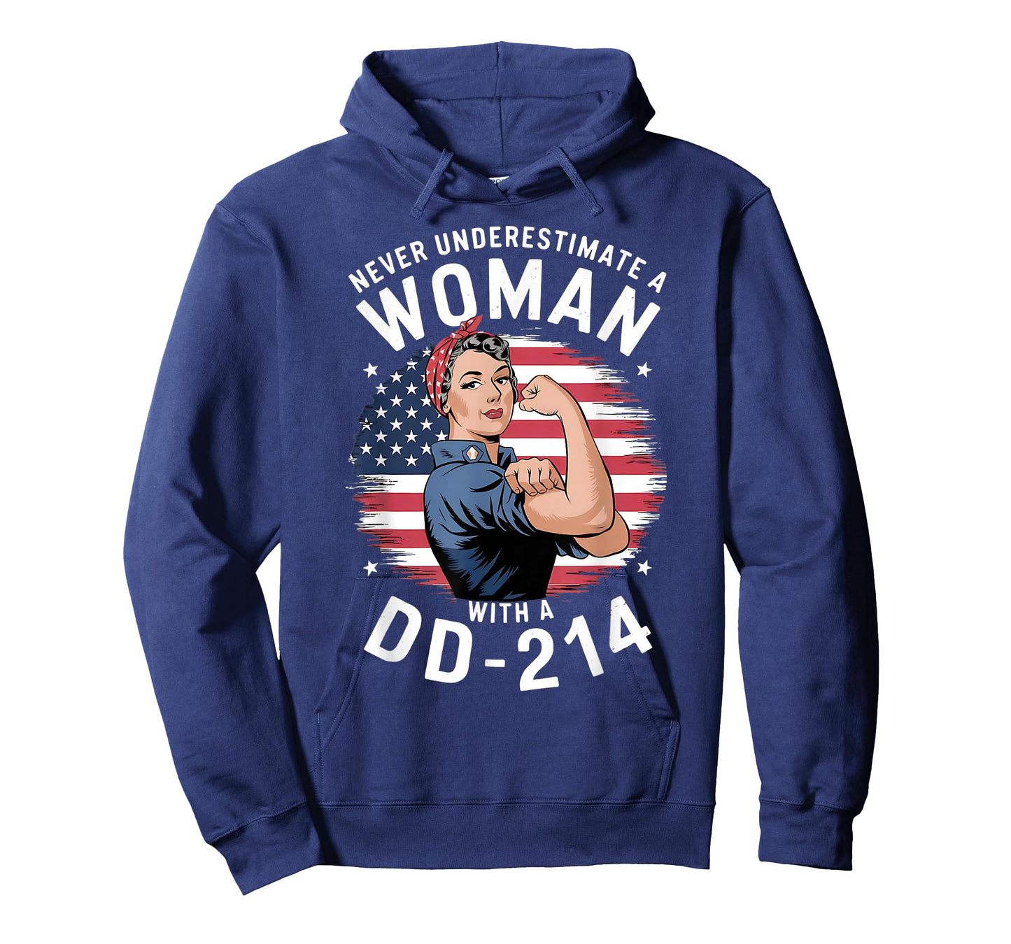 American Flag Never Underestimate a Women with a DD-214 T-Shirt