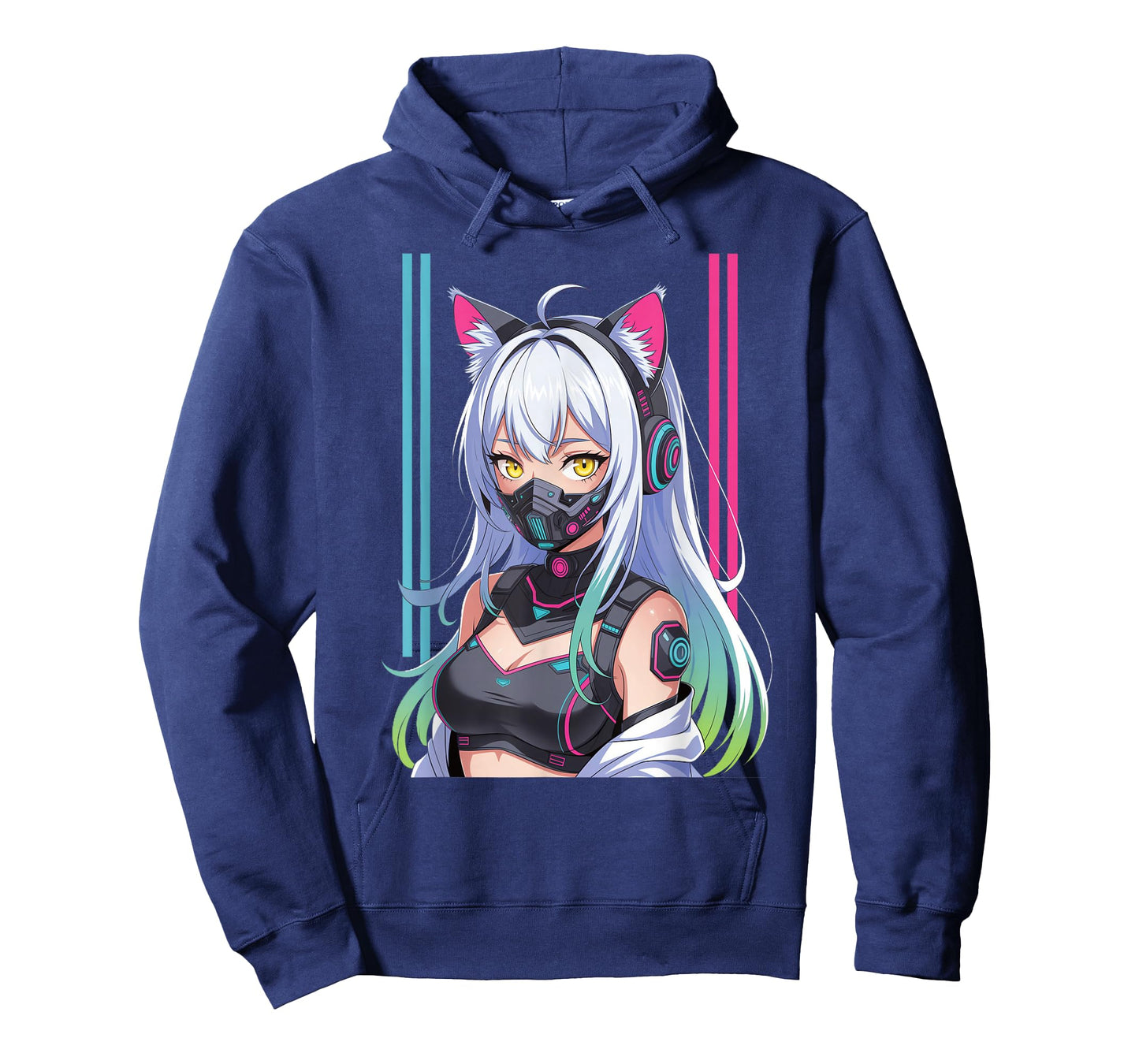 Cyberpunk Girl With Mask Sci-fi Anime Manga Cat Ears Girl T-Shirt