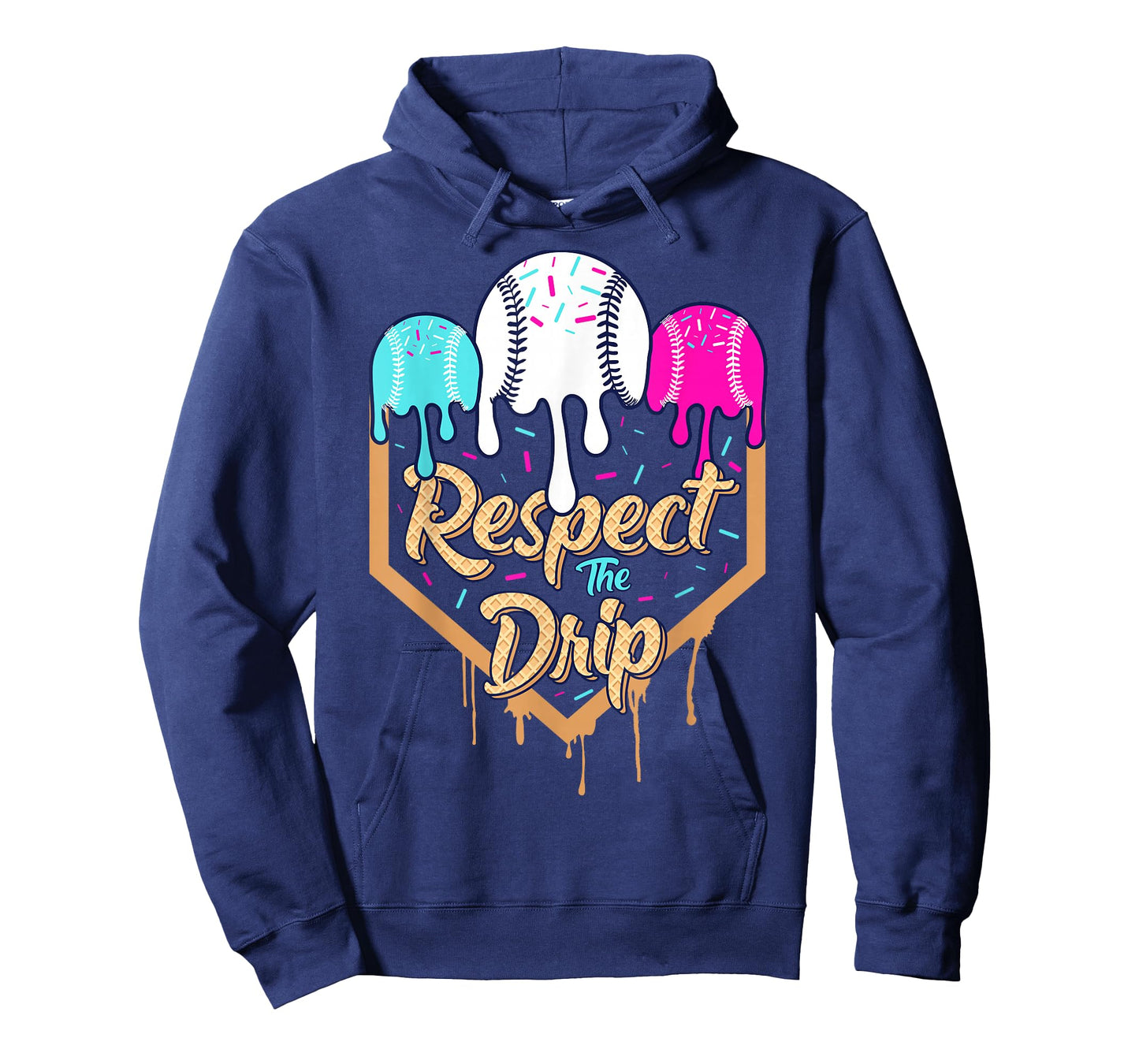 Baseball Drip Boys Ice Cream Waffle Home Plate Respect Drip T-Shirt