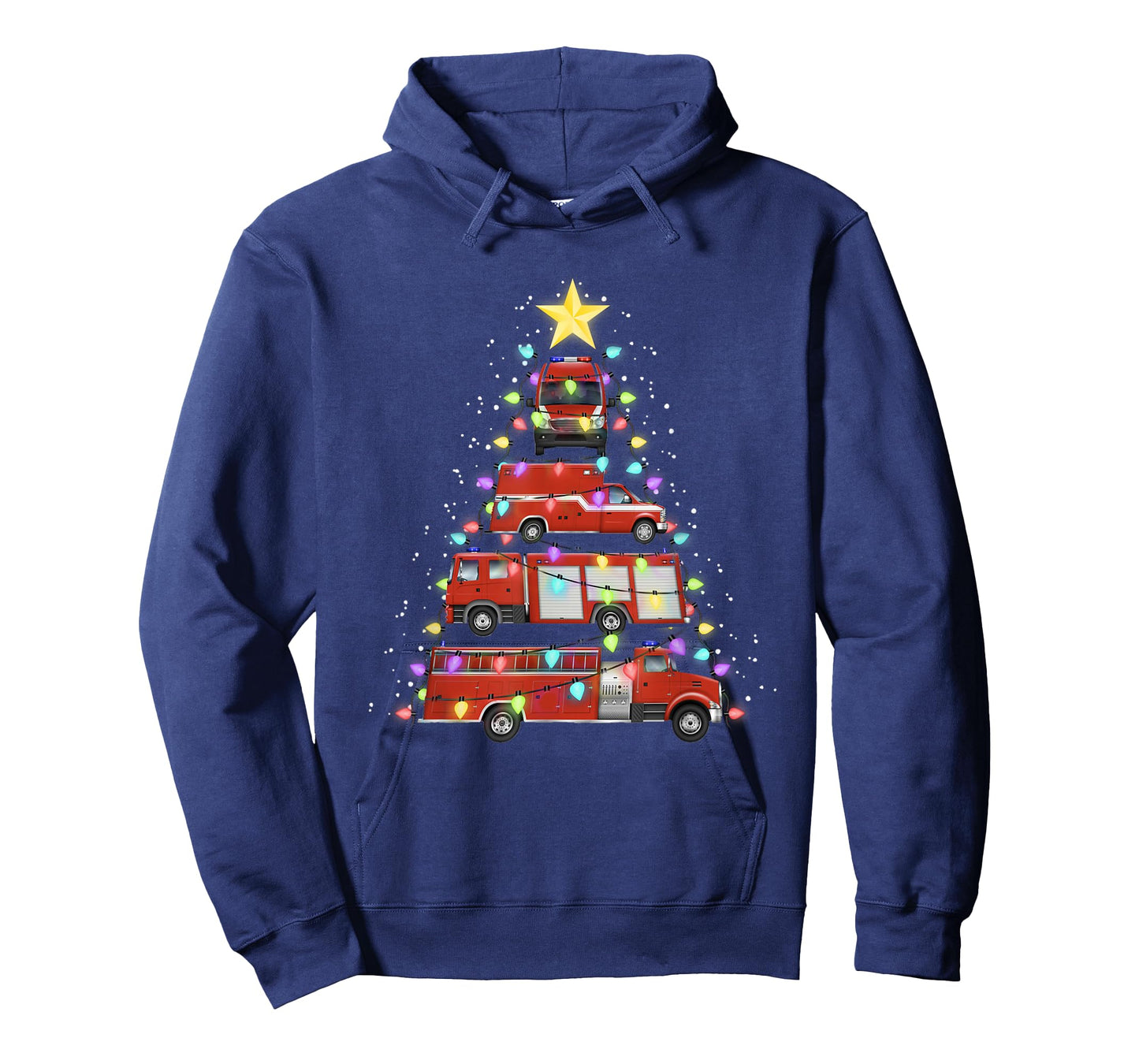 Firefighter Fire Truck Christmas Tree Santa Xmas Light Gift T-Shirt