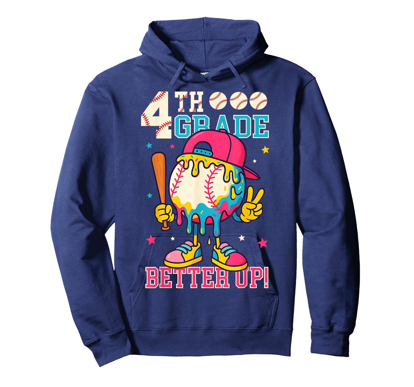 4th Grade Back To School Baseball Drip Ice Cream Game On T-Shirt