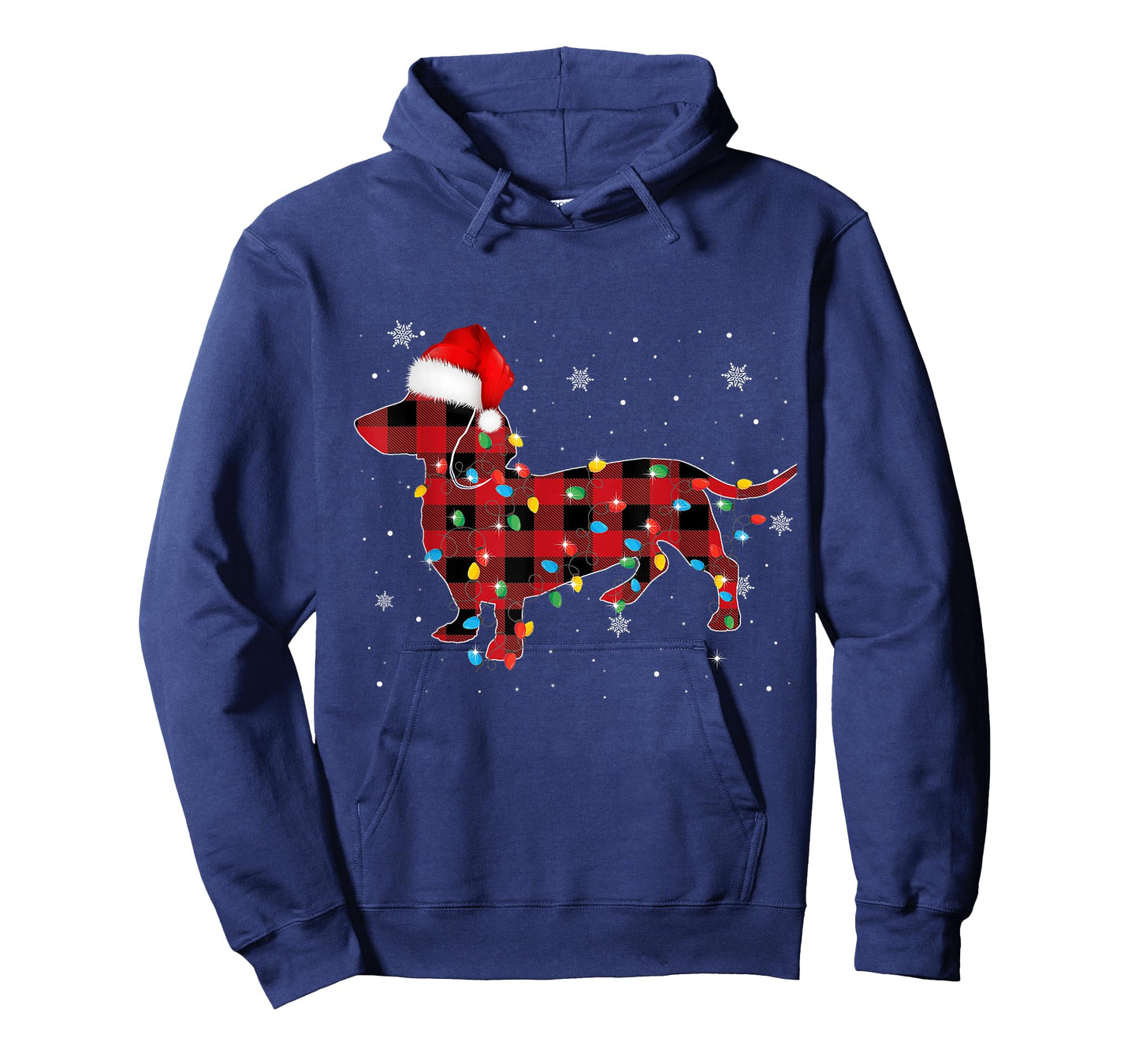Red Plaid Santa Hat Dachshund Christmas Dog Lover Pajamas T-Shirt