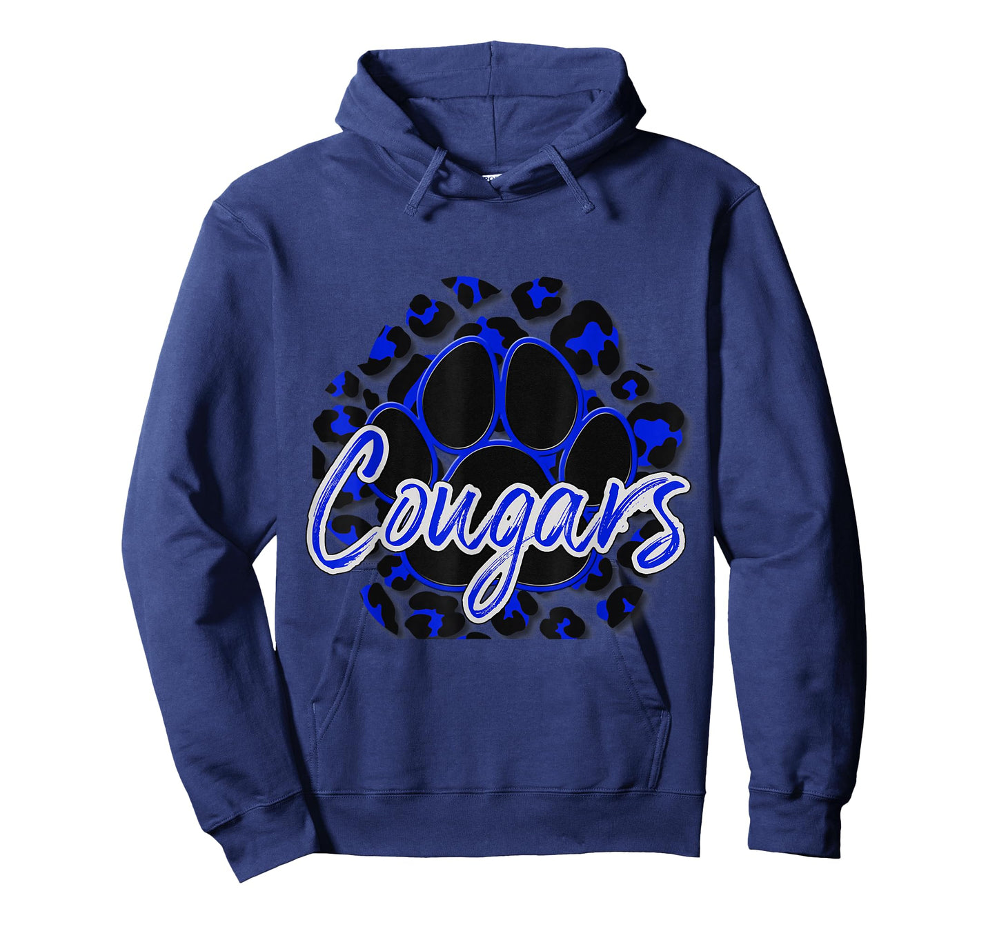 Cougar Blue Black Cheetah School Sports Fan Team Spirit T-Shirt