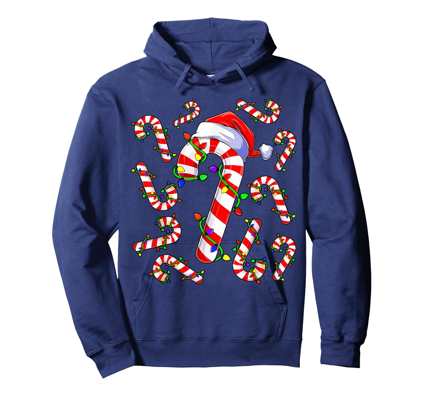 Red and White Christmas Candy Cane Santa Lights Christmas T-Shirt