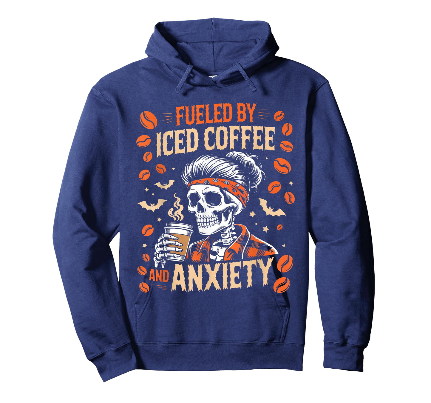 Fueled by Iced Coffee and Anxiety Funny Coffee Halloween T-Shirt