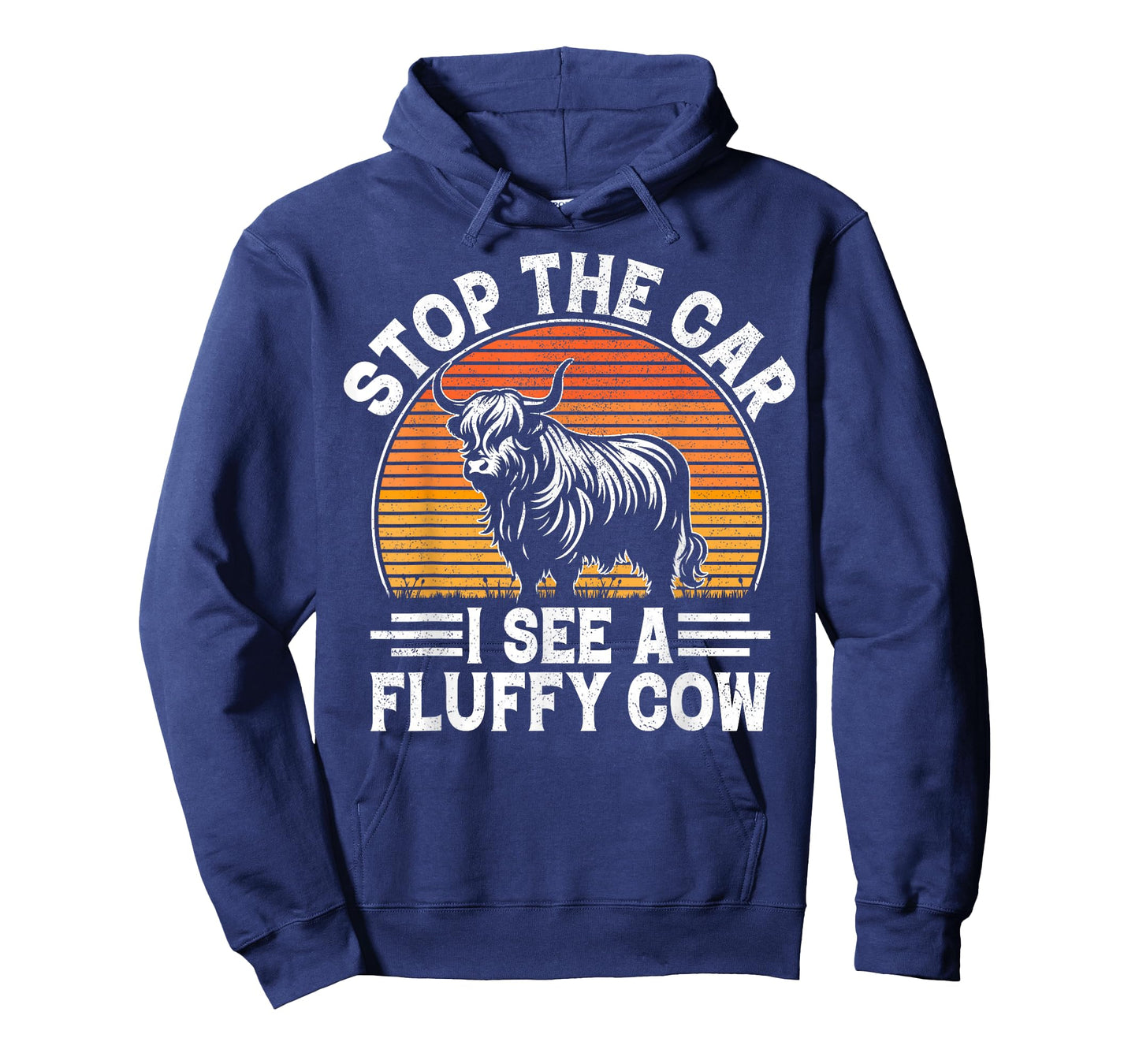Stop The Car I See Fluffy Cow Retro Highland Cow Lover Funny T-Shirt